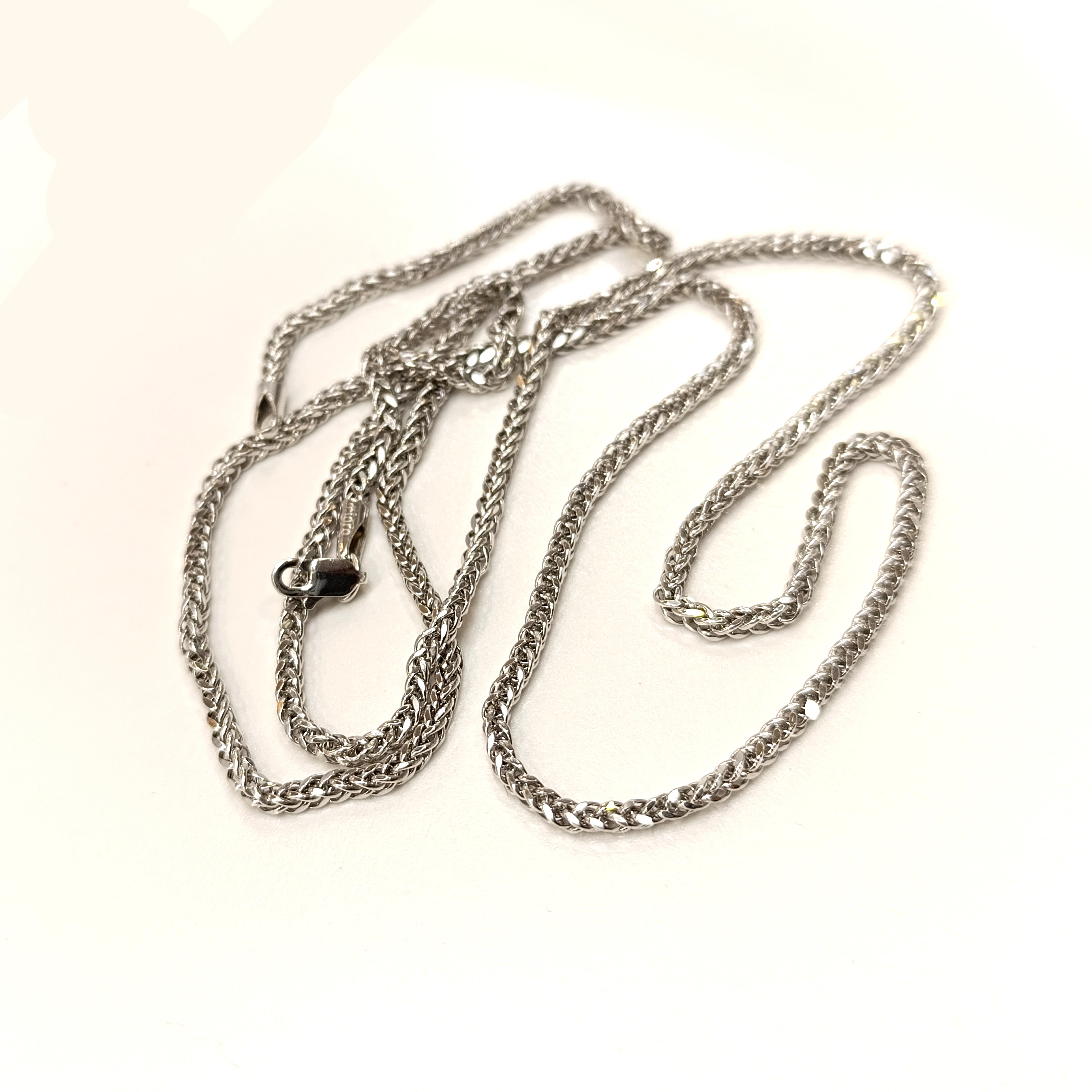 Beyaz 65cm Başak Örgü Zincir Kolye 14 Ayar Altın HD VİDEOLU