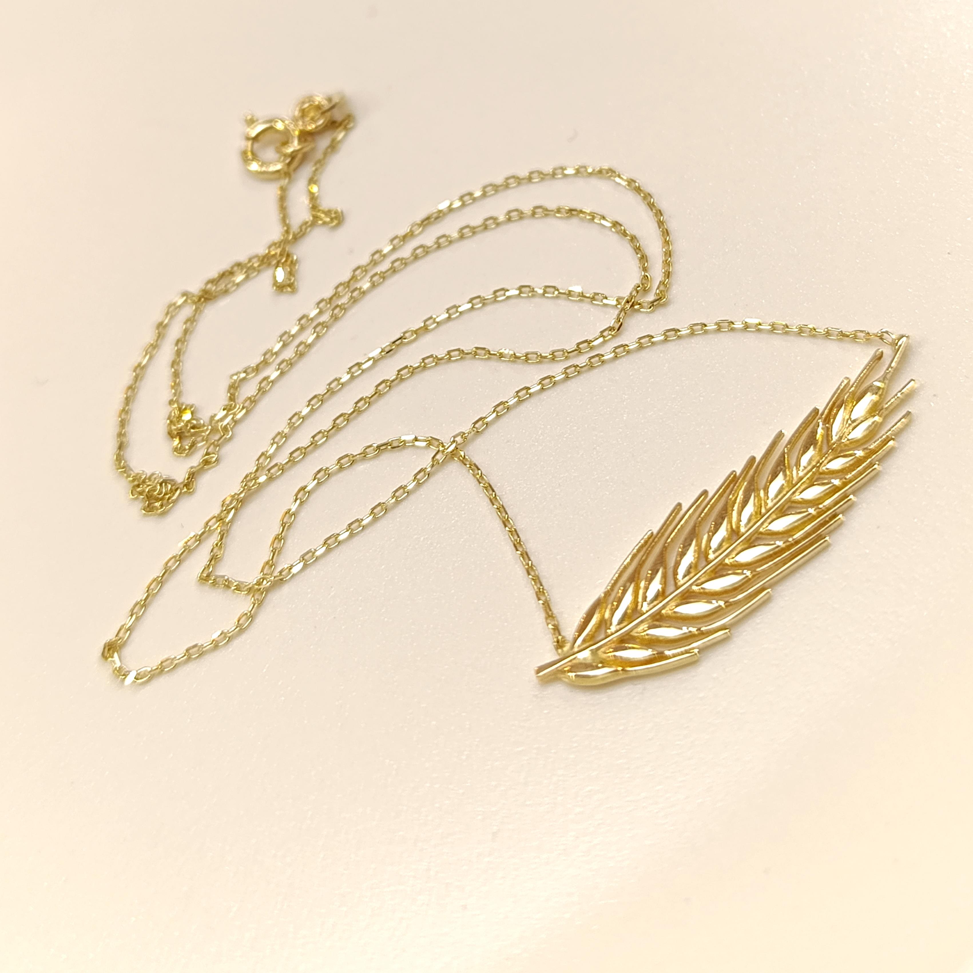 Buğday Başağı Kolye 14 Ayar Altın HD VİDEOLU