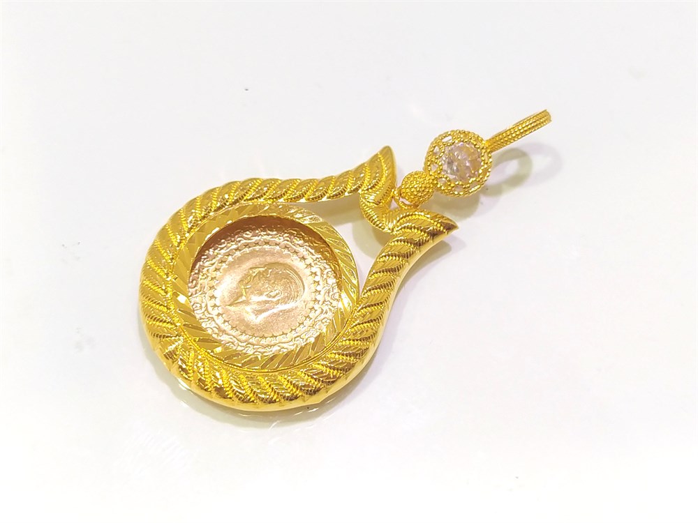 Çerçeve Kolye Çeyrek, Ata Yarım ve Reşat Yarım Altın Uyumlu 14 Ayar Altın