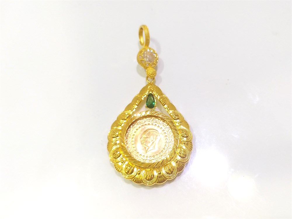 Çerçeve Kolye Çeyrek, Ata Yarım ve Reşat Yarım Altın Uyumlu 14 Ayar Altın