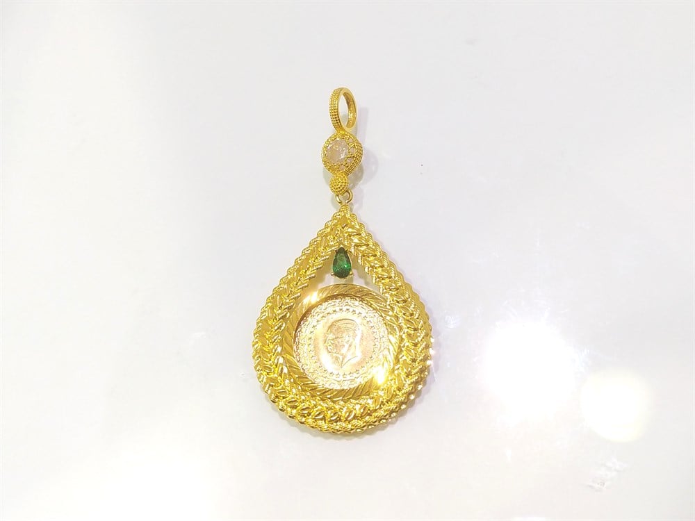 Çerçeve Kolye Çeyrek, ata Yarım ve Reşat Yarım Altın Uyumlu 14 Ayar Altın