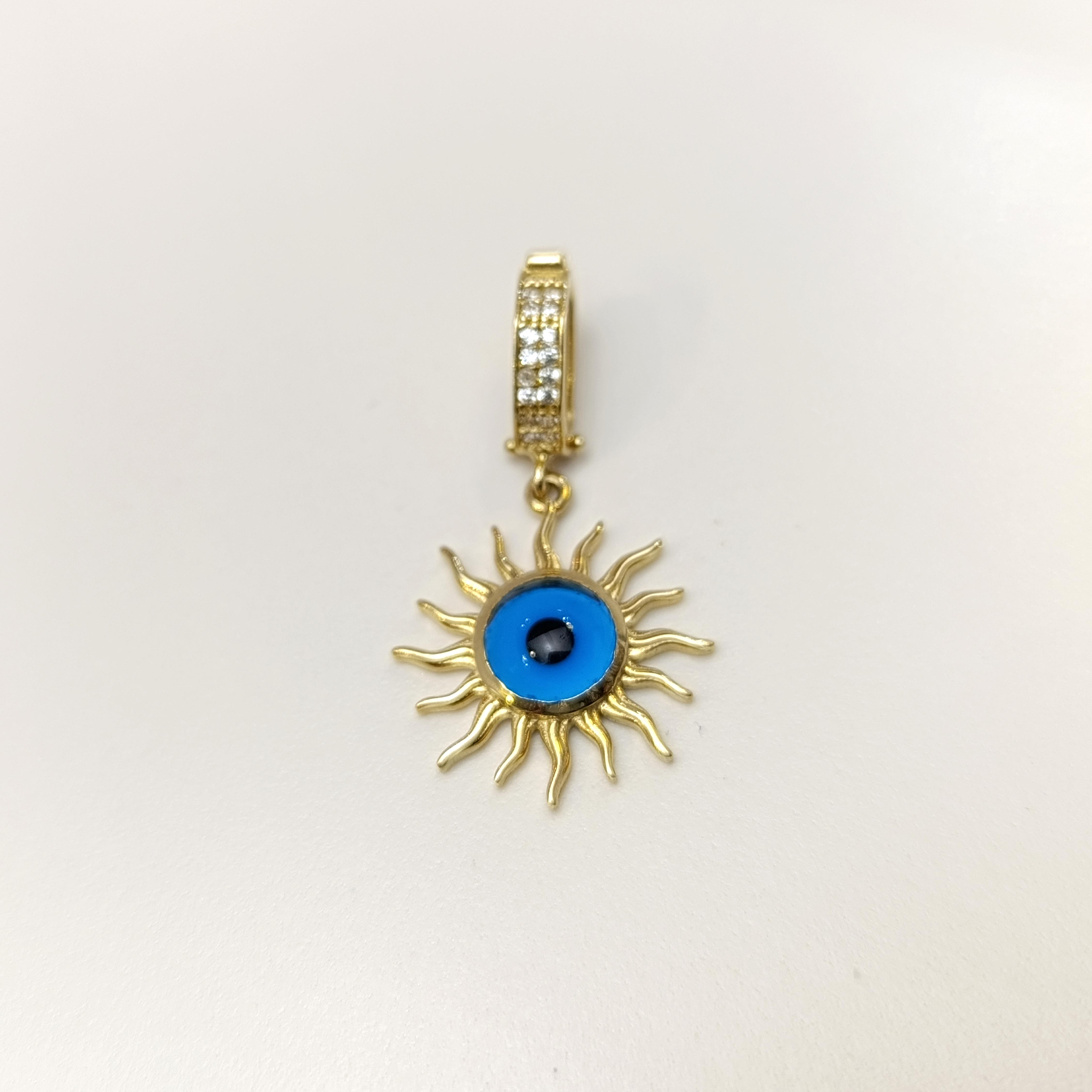 Charm Göz Boncuklu Güneş Kolye 14 Ayar Altın HD VİDEOLU