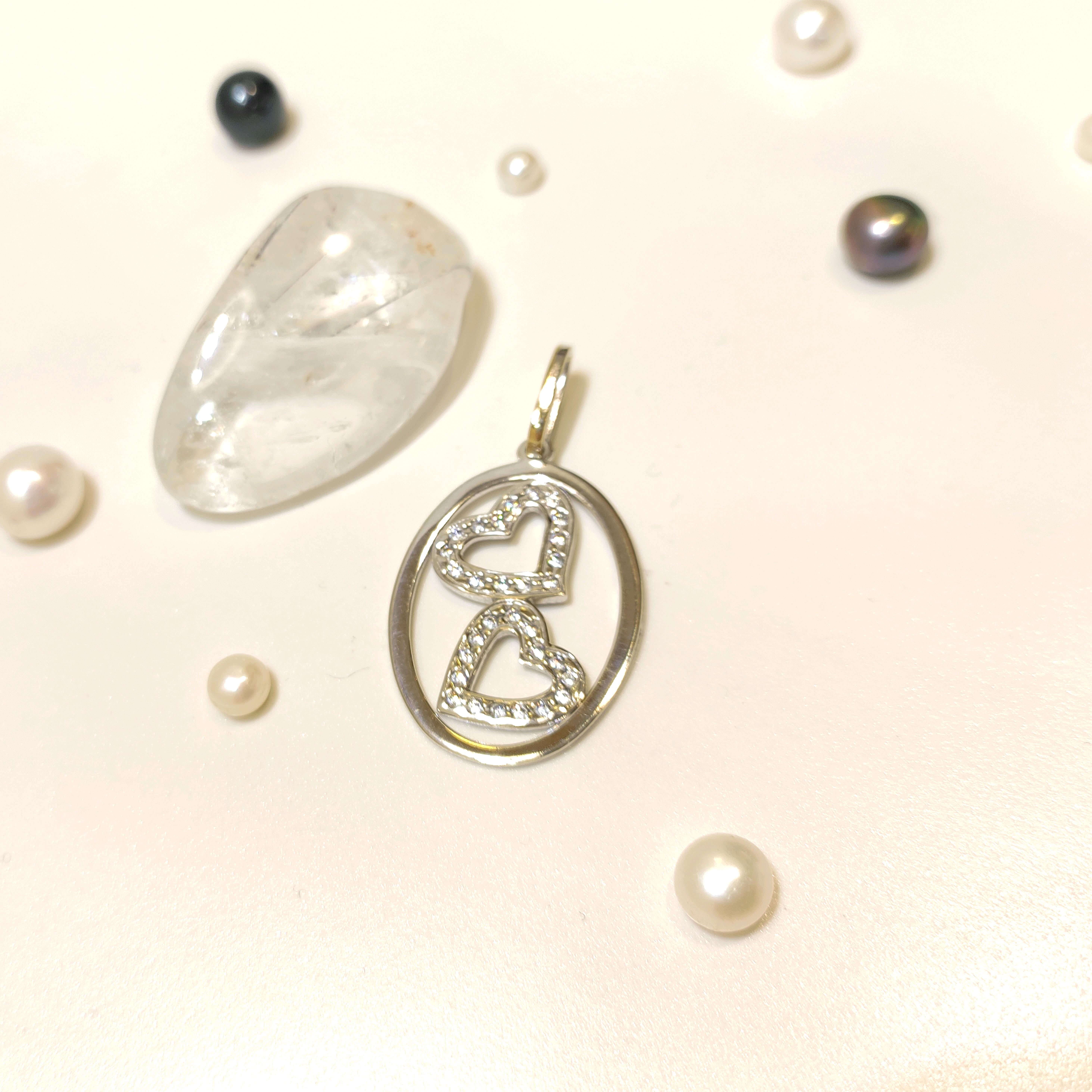 Çİft Kalpli Kolye Ucu 14 Ayar Altın  HD VİDEOLU