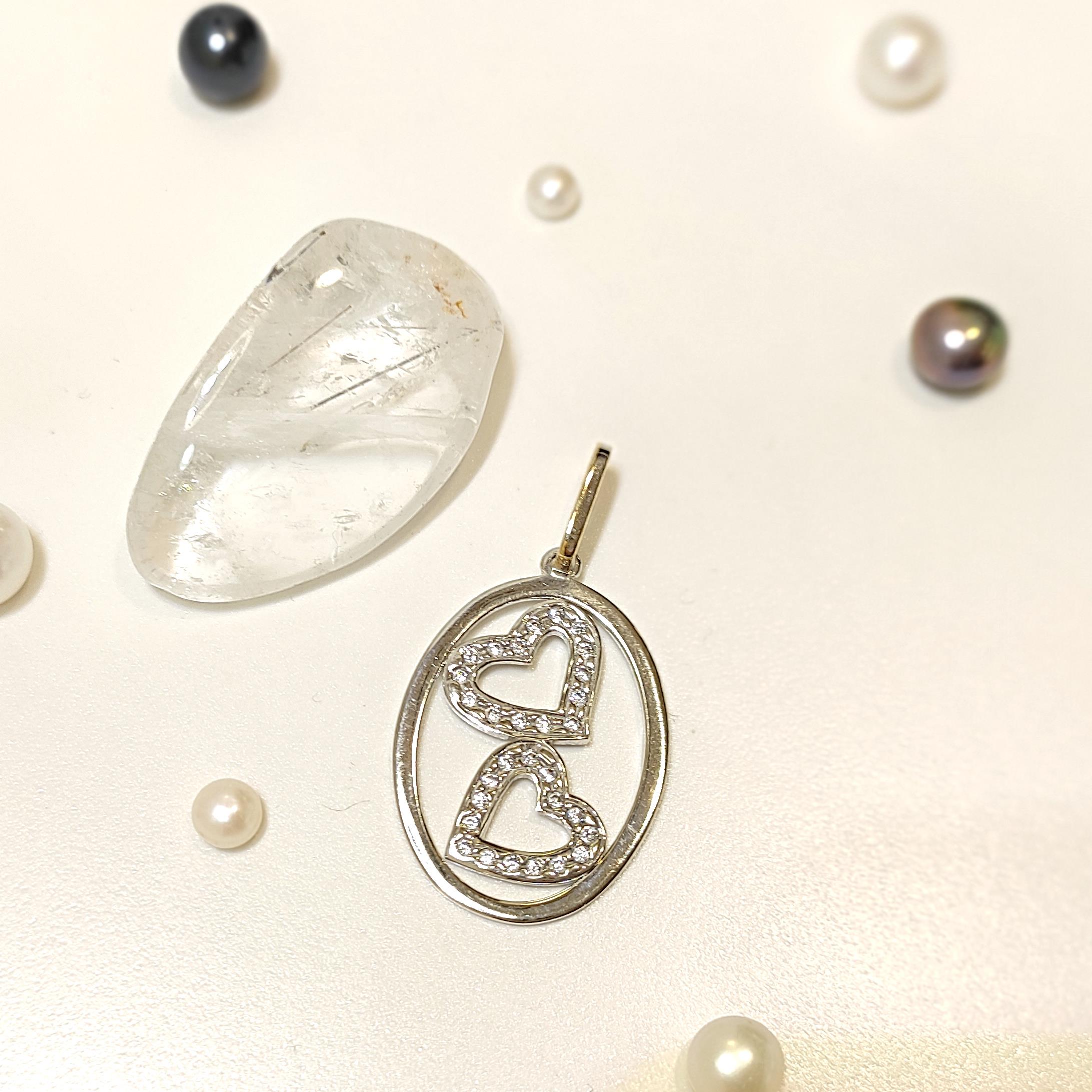 Çİft Kalpli Kolye Ucu 14 Ayar Altın  HD VİDEOLU