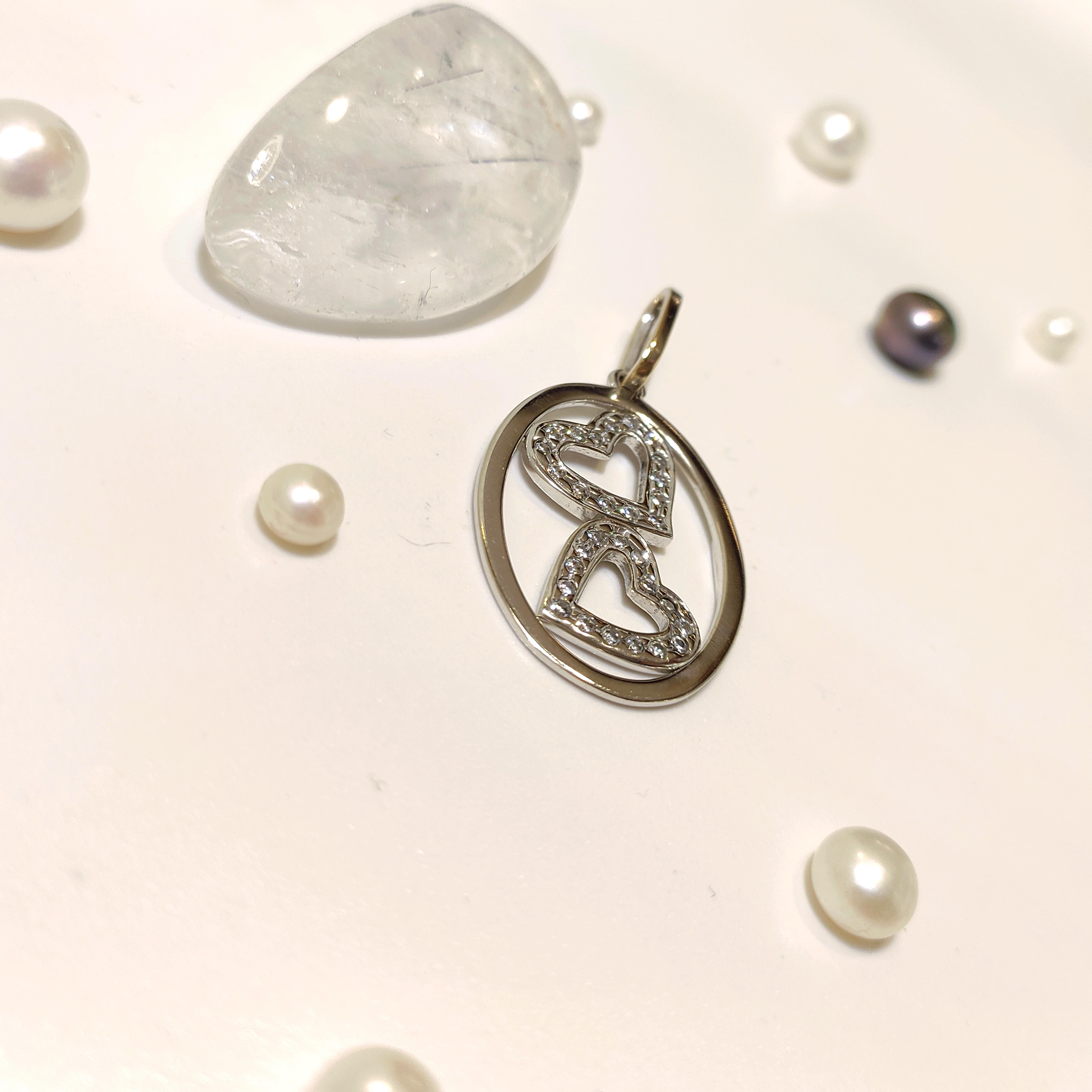 Çİft Kalpli Kolye Ucu 14 Ayar Altın  HD VİDEOLU