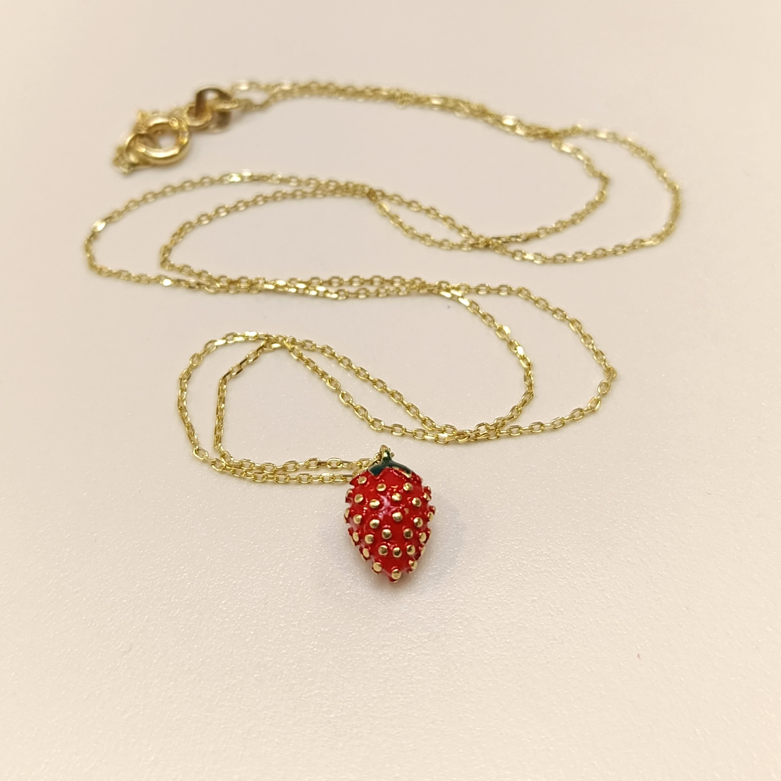 Çilek Kolye 14 Ayar Altın  HD VİDEOLU