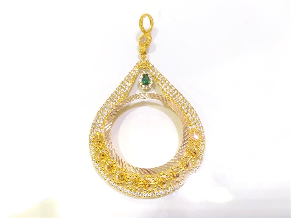 Damla Teklik(Tam Altın) Ata ve Reşat 2,5luk Uyumlu Çerçeve  Kolye Ucu 14 Ayar Altın