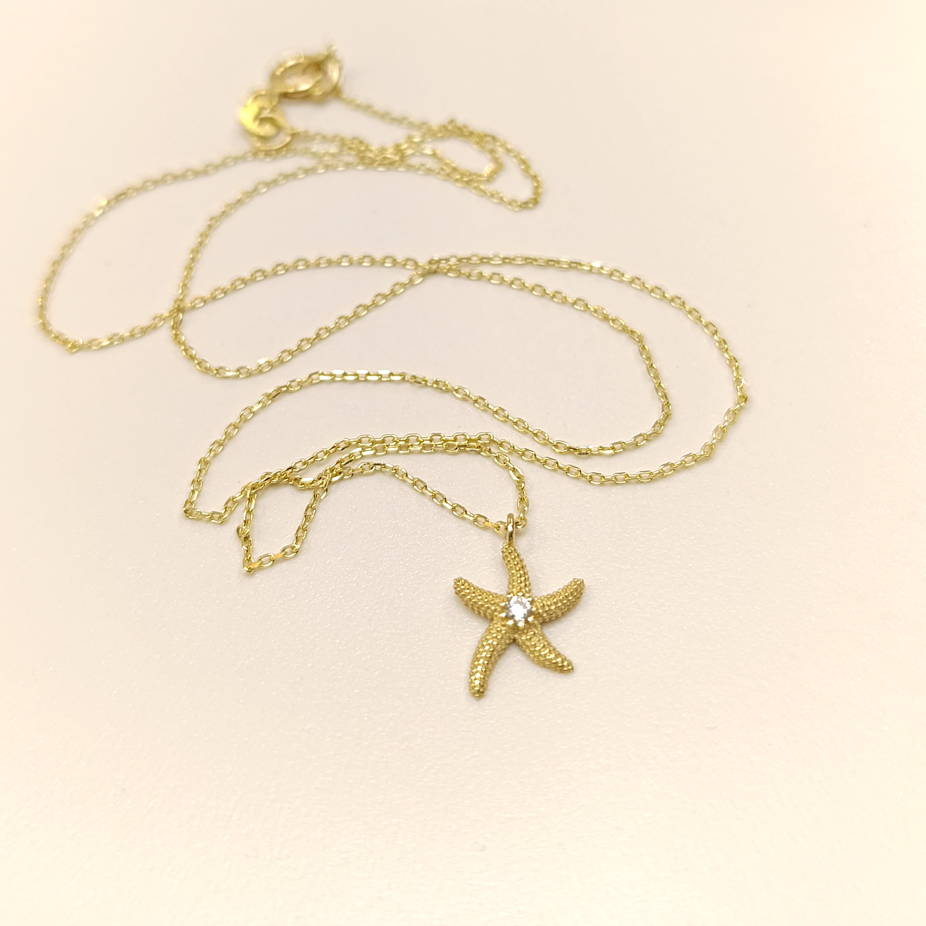 Deniz Yıldızı Kolye 14 Ayar Altın  HD VİDEOLU