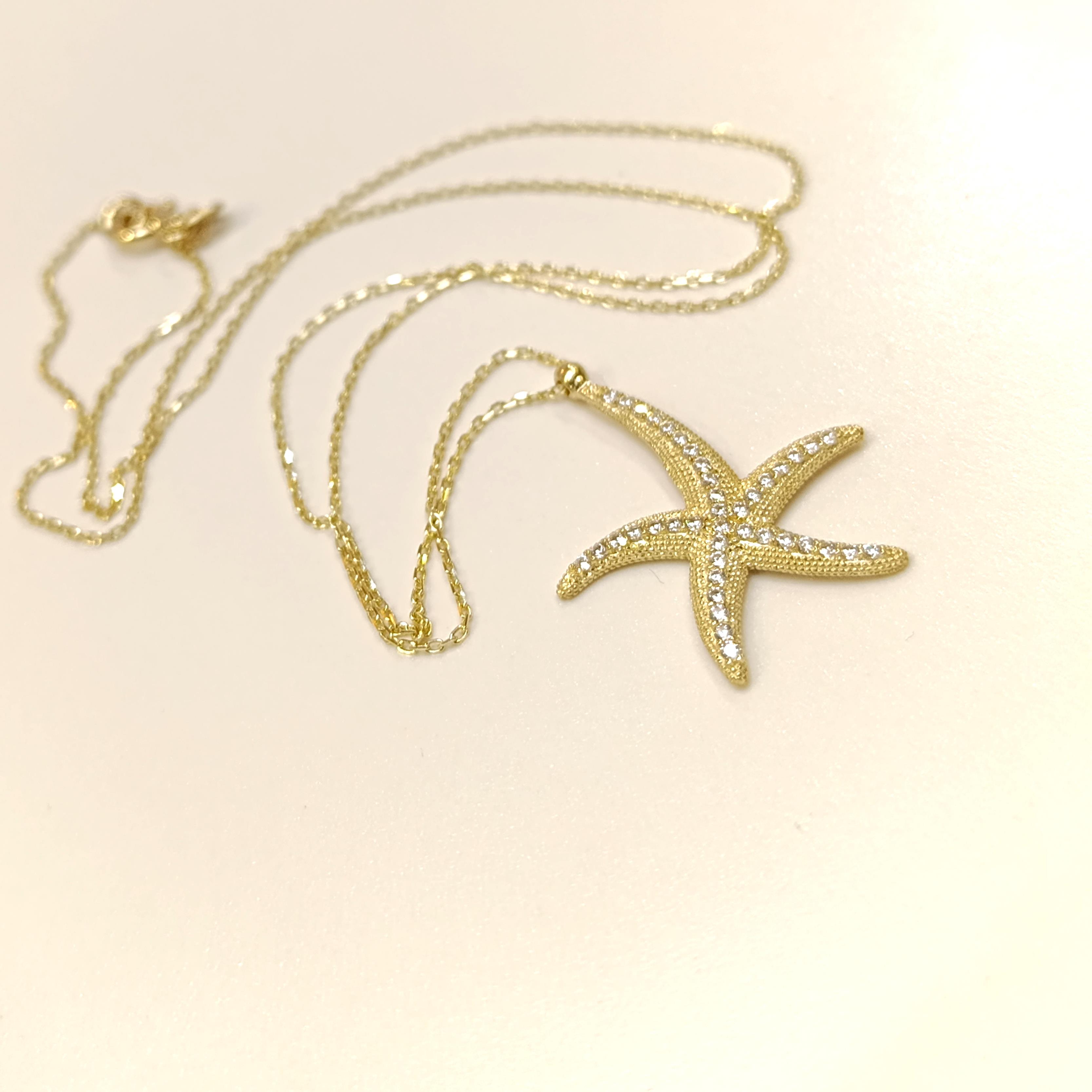 Deniz Yıldızı Kolye 14 Ayar Altın  HD VİDEOLU