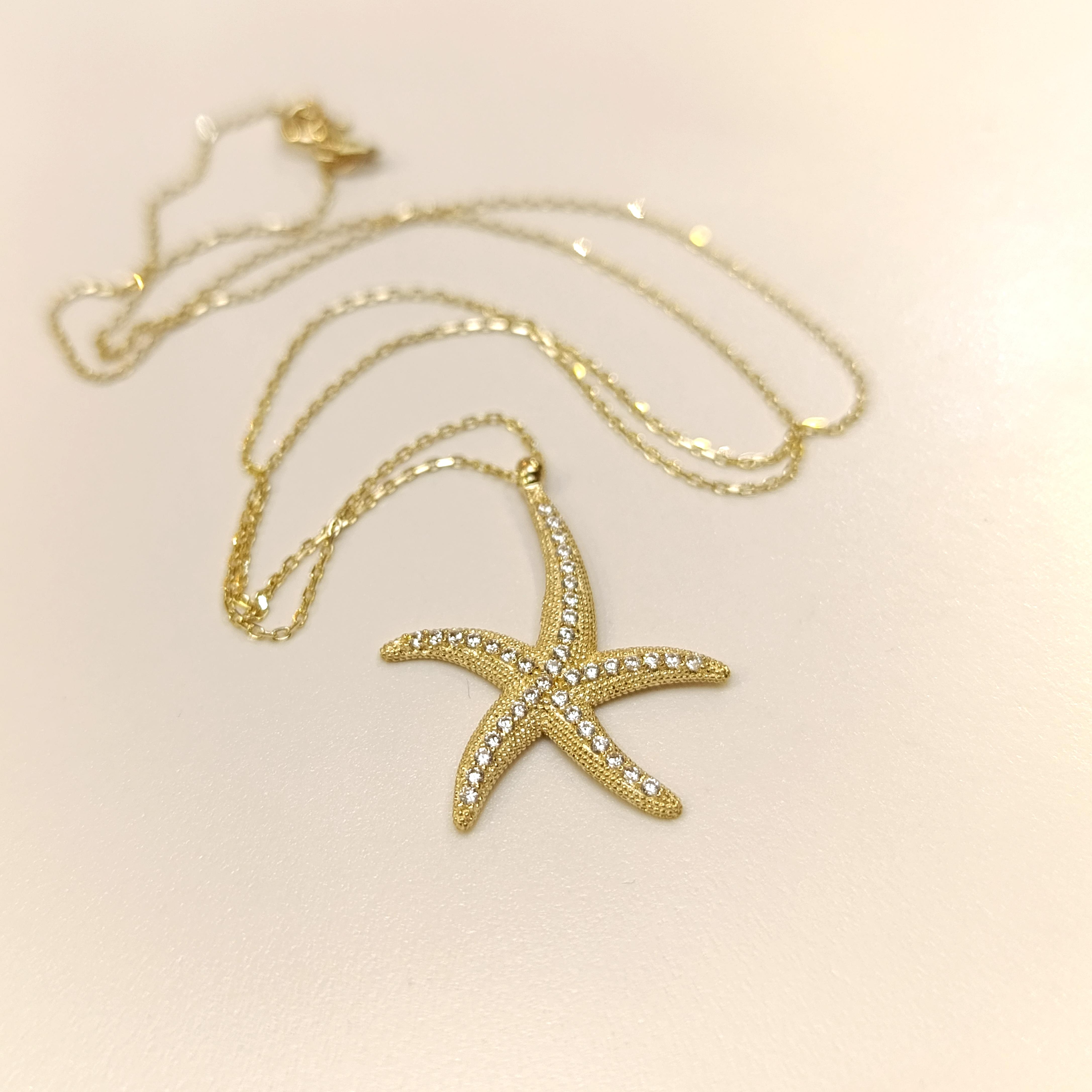 Deniz Yıldızı Kolye 14 Ayar Altın  HD VİDEOLU