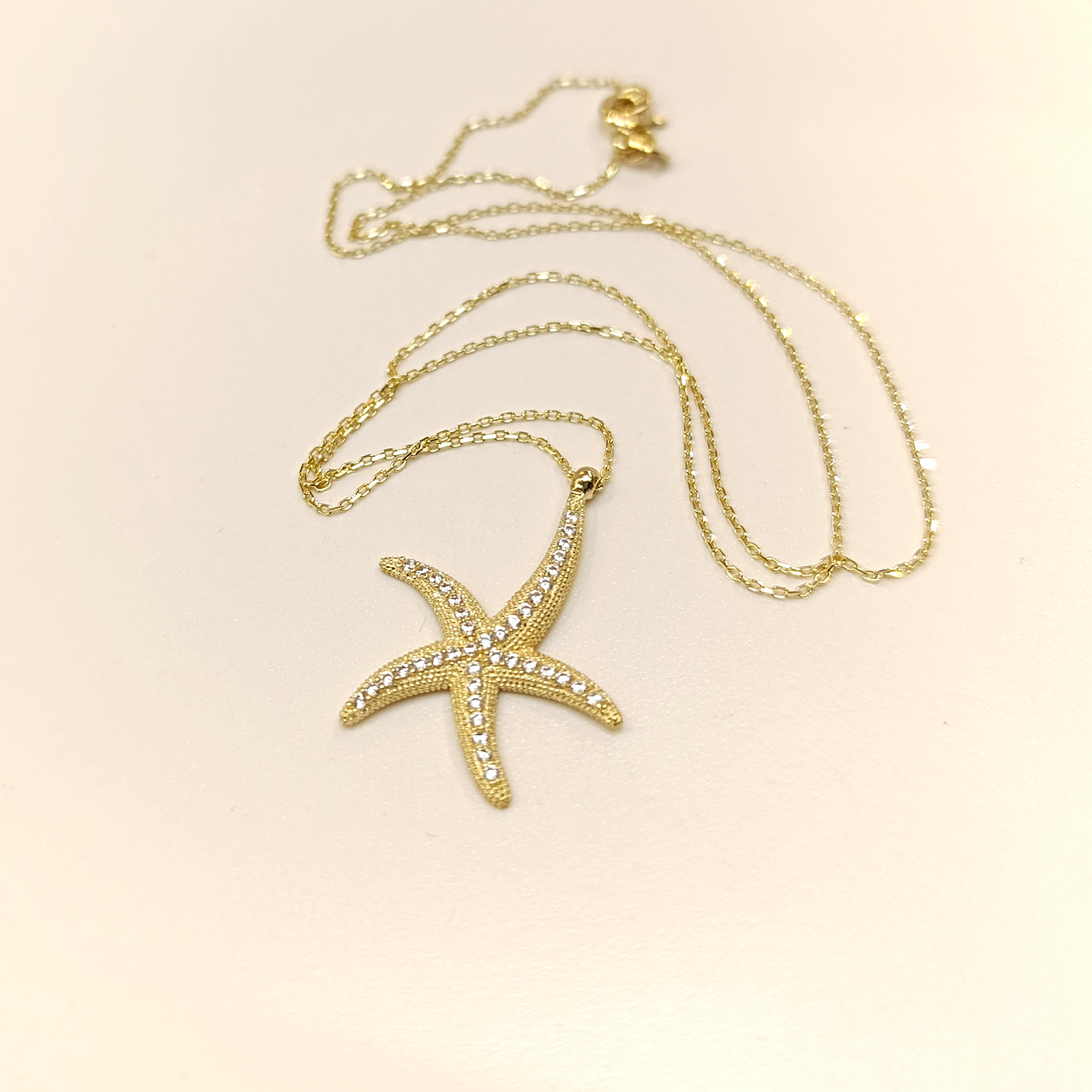 Deniz Yıldızı Kolye 14 Ayar Altın  HD VİDEOLU