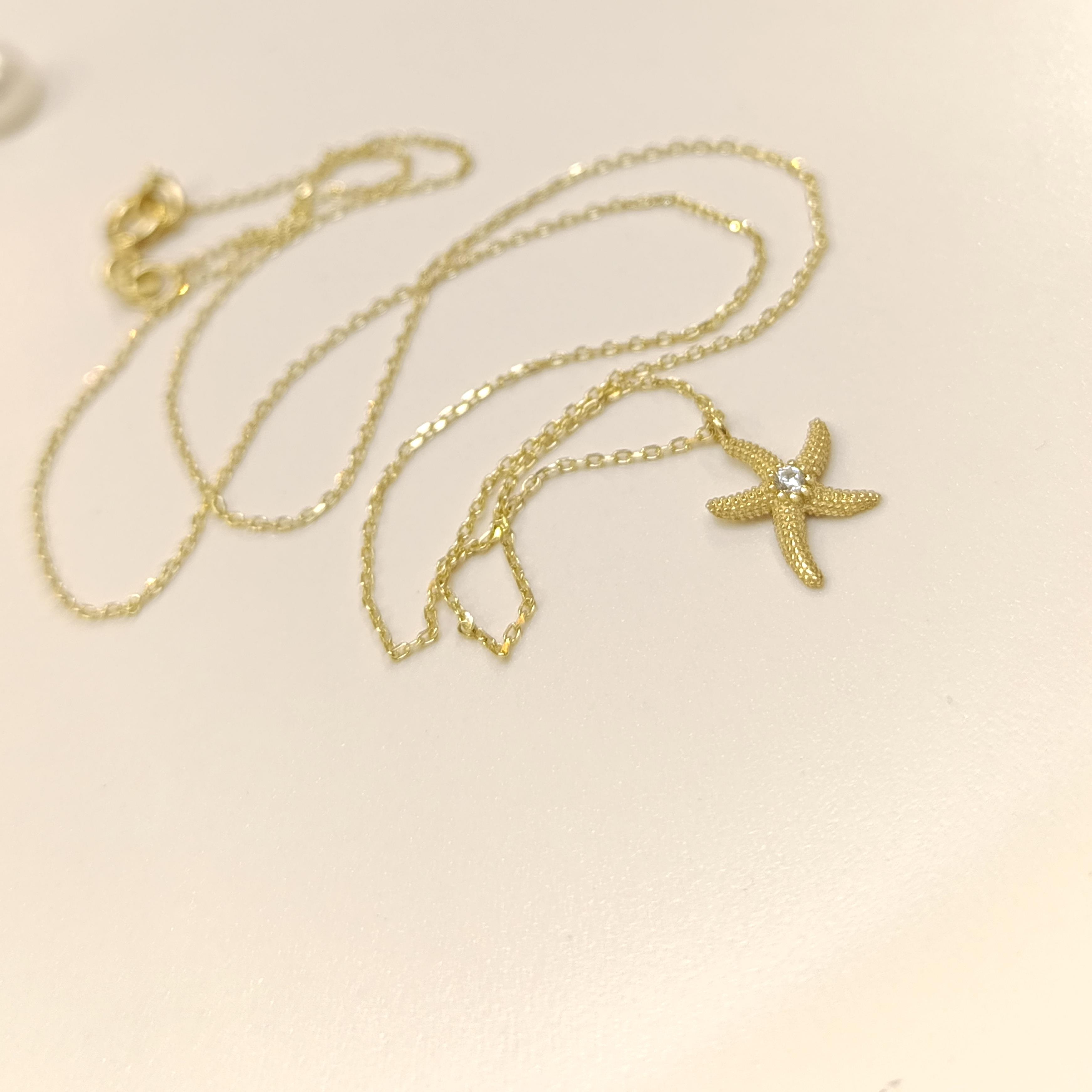 Deniz Yıldızı Kolye 14 Ayar Altın  HD VİDEOLU