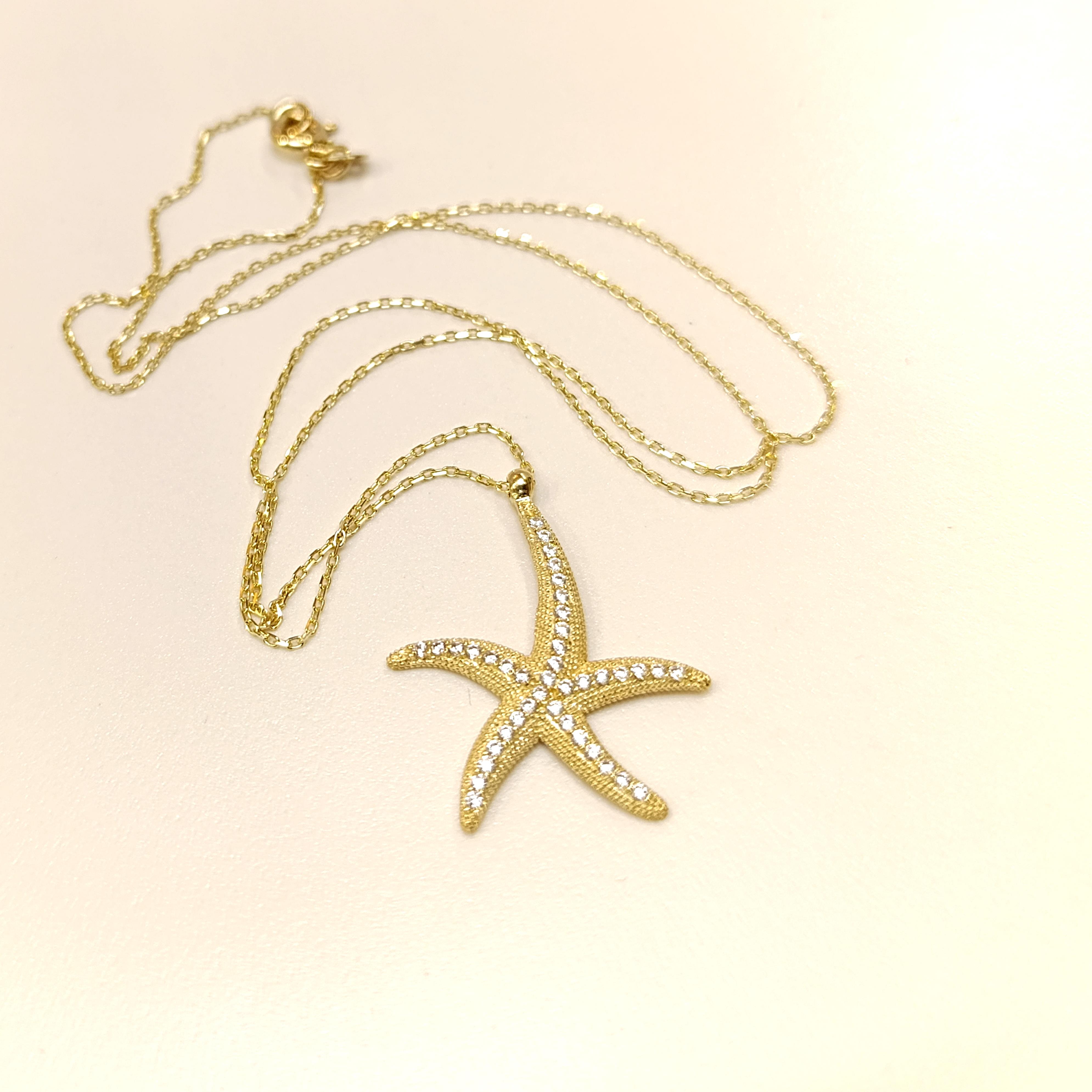 Deniz Yıldızı Kolye 14 Ayar Altın  HD VİDEOLU