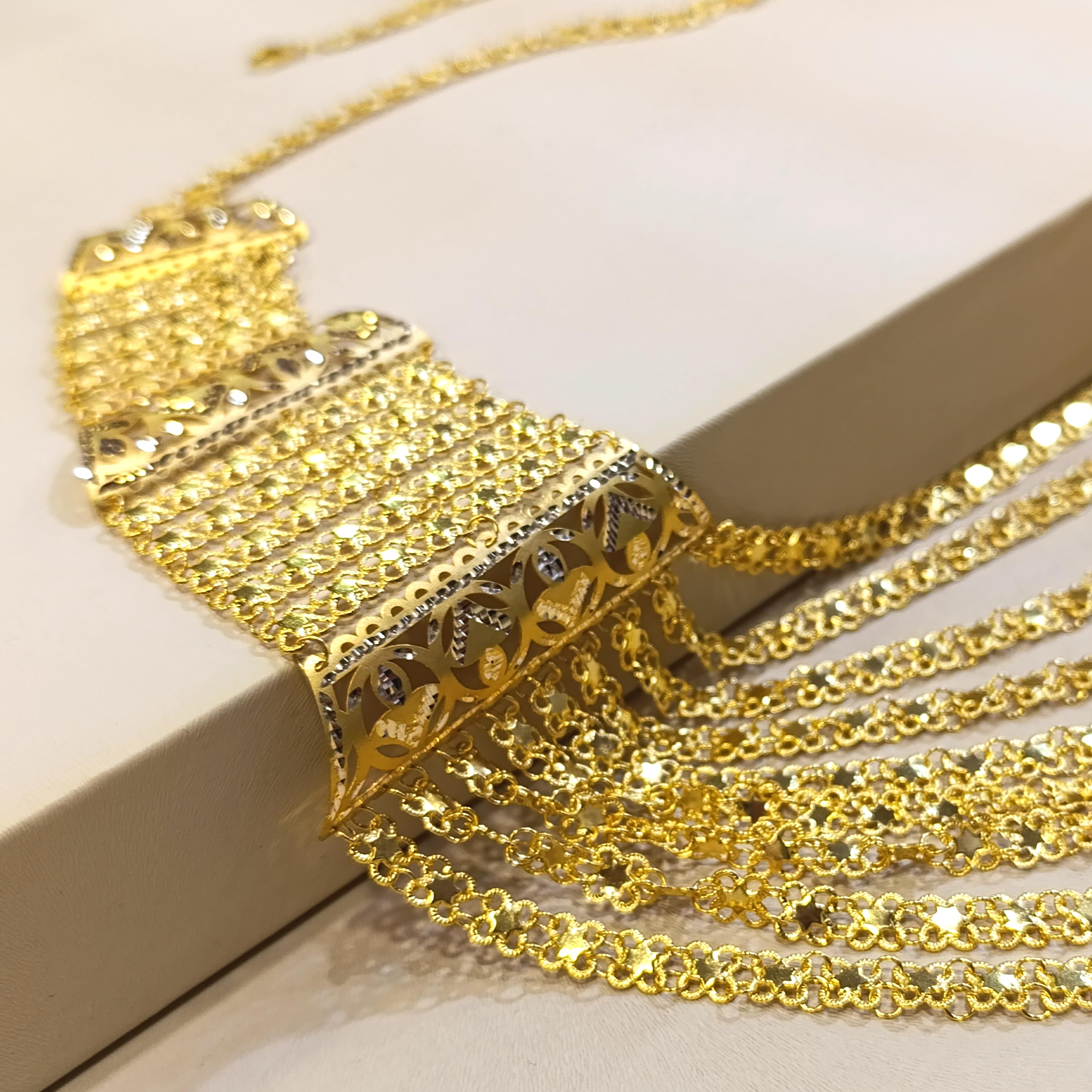 Dokuz Sıralı Akıtma Gerdanlık Kolye 14 Ayar Altın HD VİDEOLU