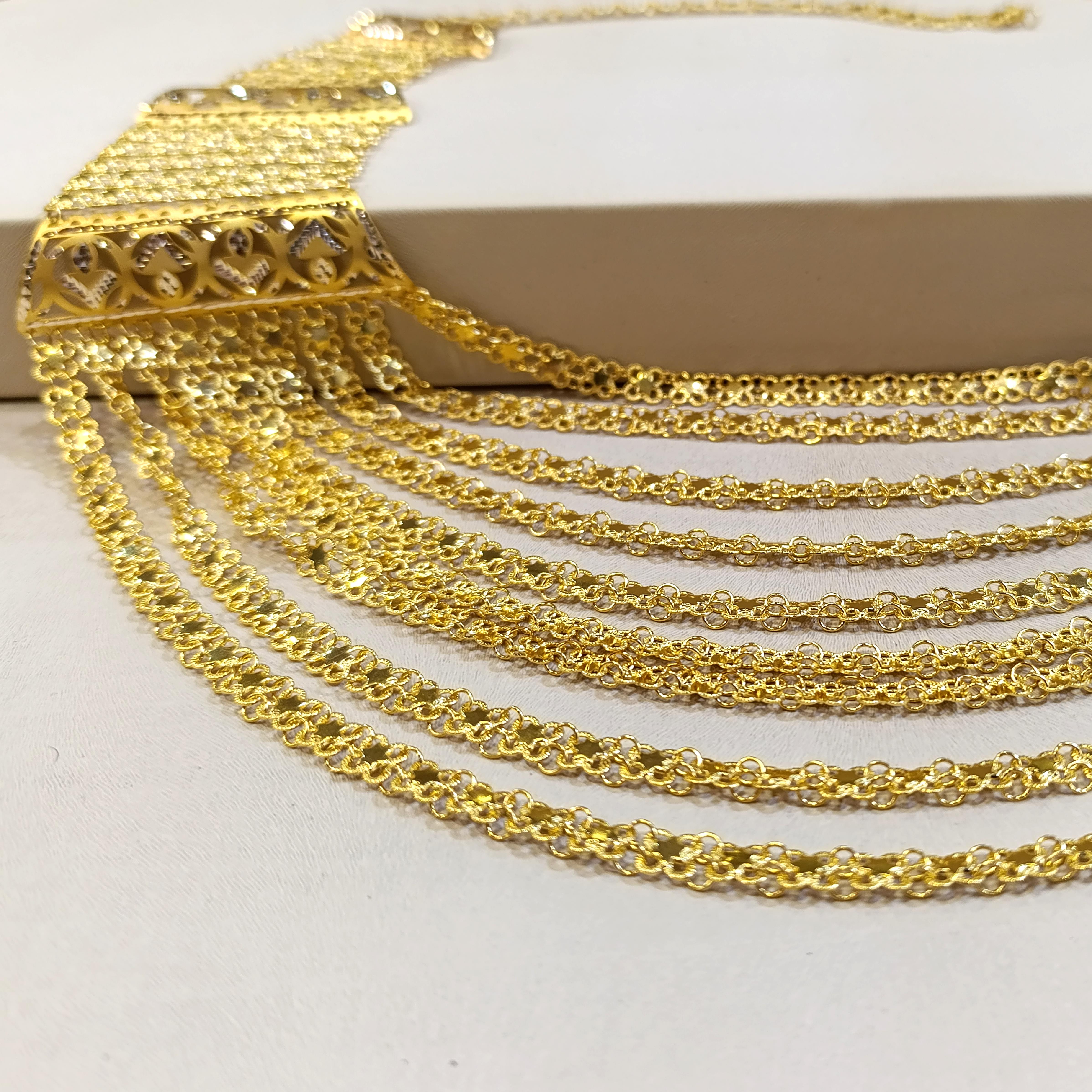 Dokuz Sıralı Akıtma Gerdanlık Kolye 14 Ayar Altın HD VİDEOLU