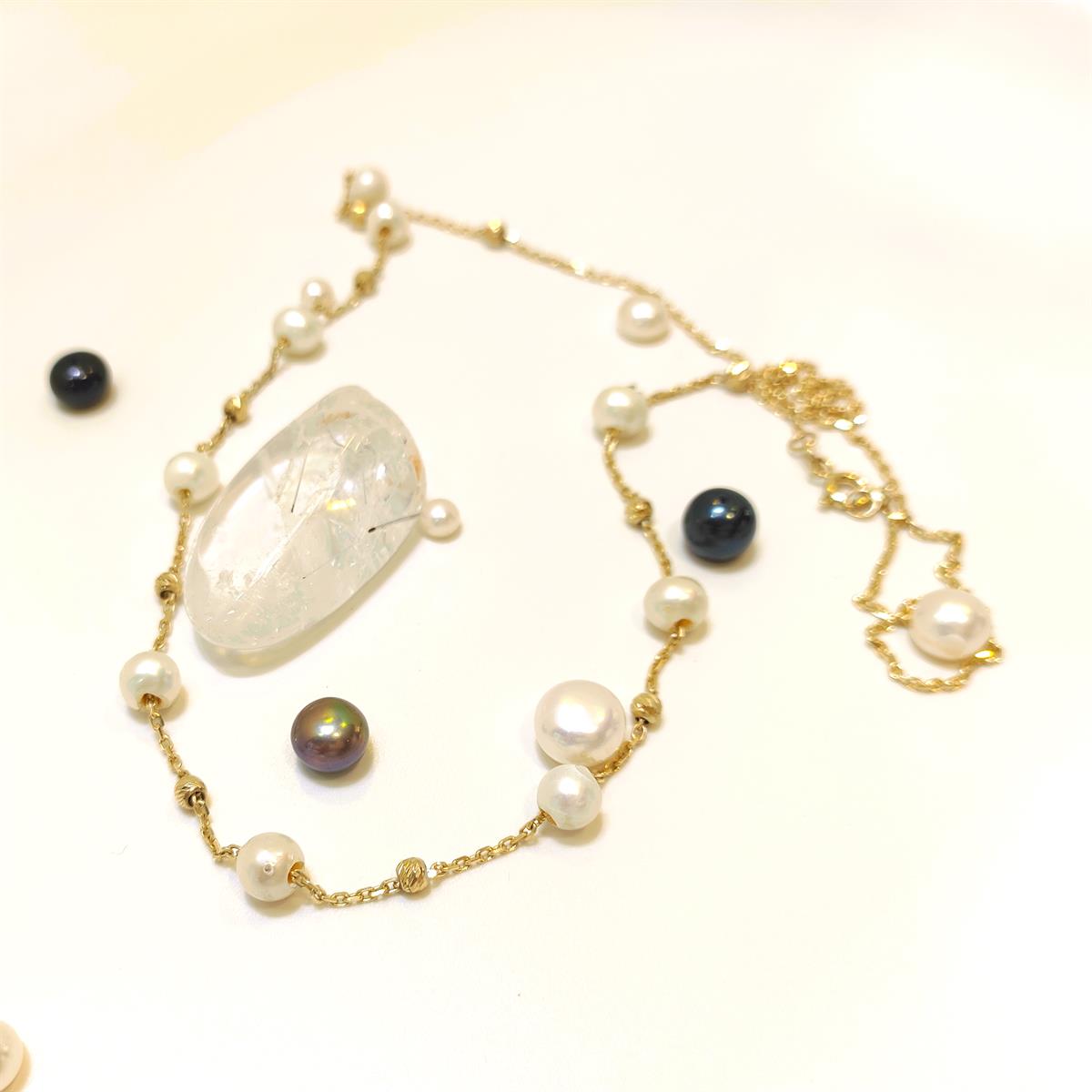 Dorika toplu İnci Kolye 14 Ayar Altın HD VİDEOLU