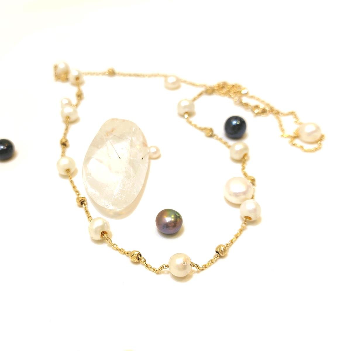 Dorika toplu İnci Kolye 14 Ayar Altın HD VİDEOLU