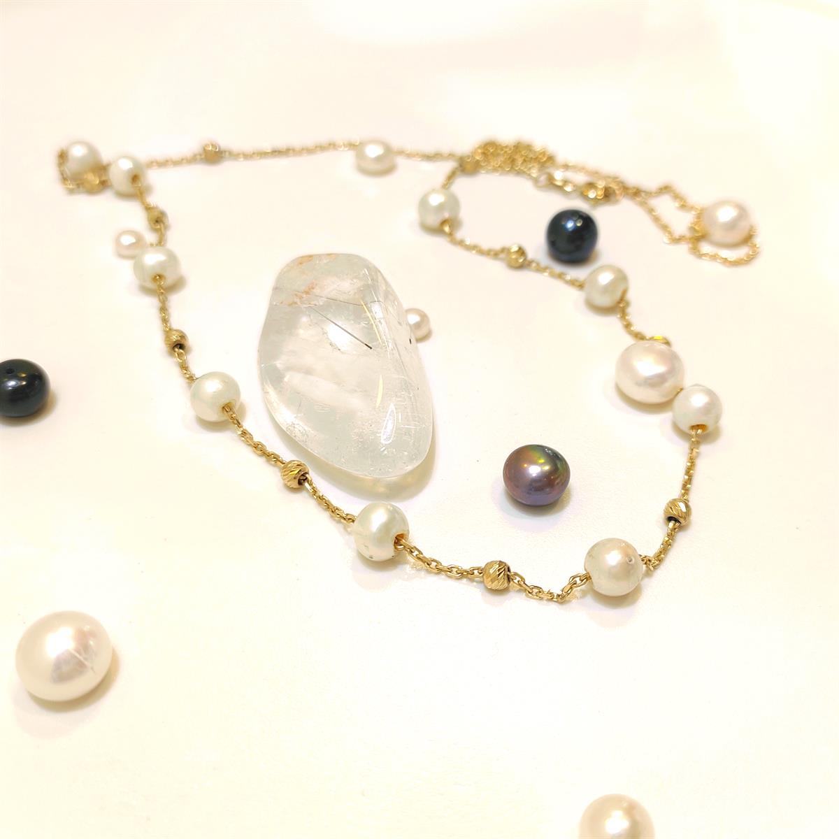 Dorika toplu İnci Kolye 14 Ayar Altın HD VİDEOLU