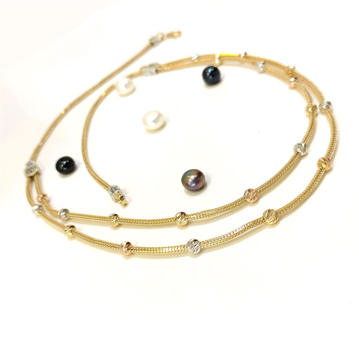 Dorika Toplu Kazze Örgü Zincirli Kolye 14 Ayar Altın 4K VİDEOLU