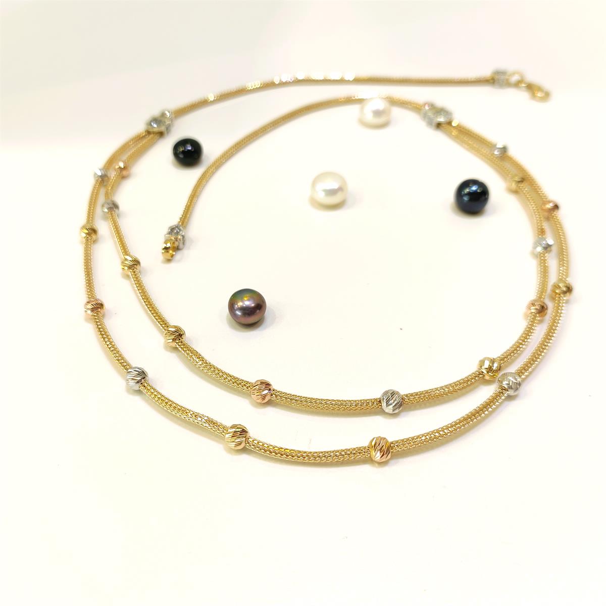 Dorika Toplu Kazze Örgü Zincirli Kolye 14 Ayar Altın 4K VİDEOLU