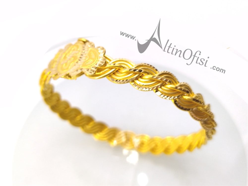 Elmas Kelepçe Bilezik 22 Ayar Altın