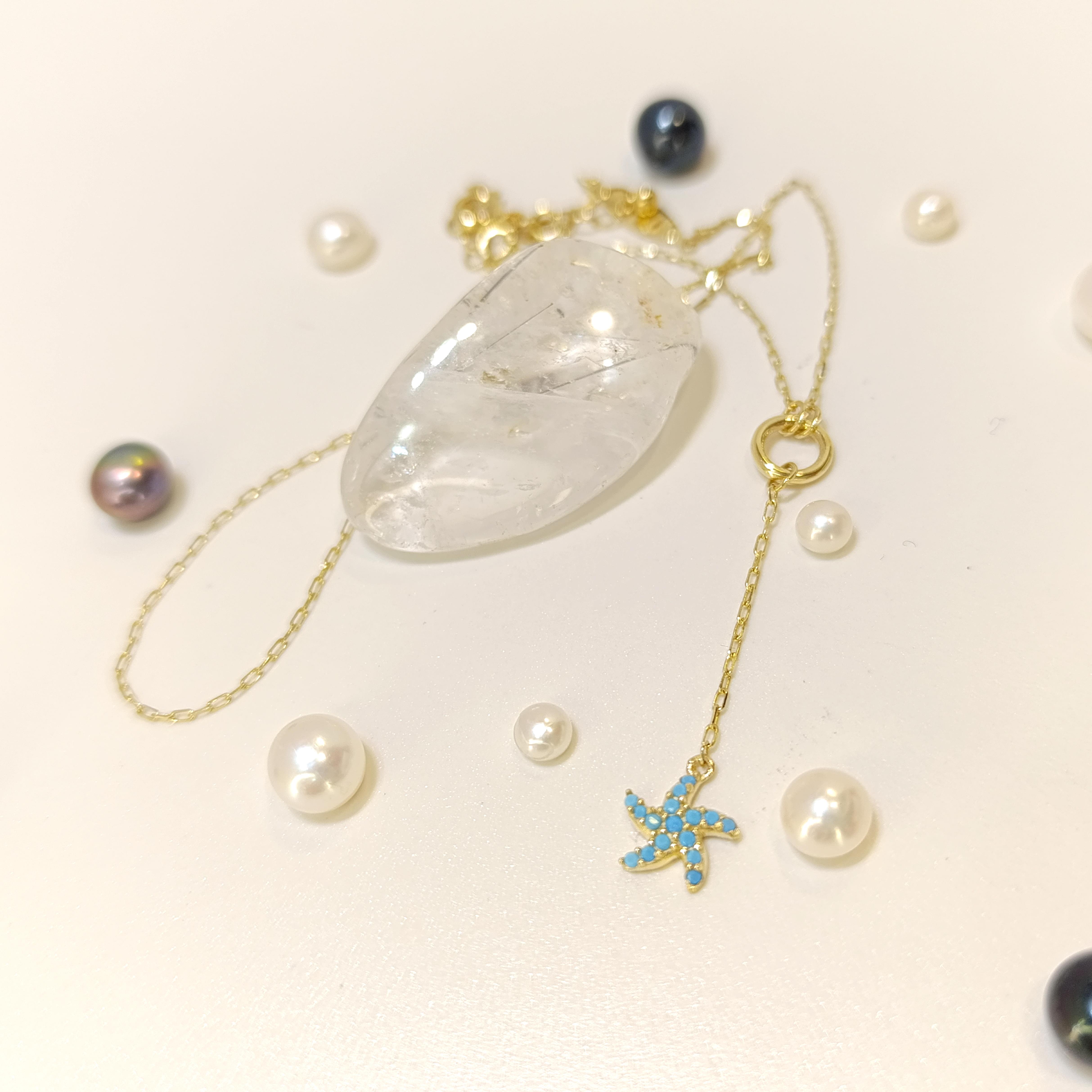 Firuze Deniz Yıldızı Kolye Altın HD VİDEOLU