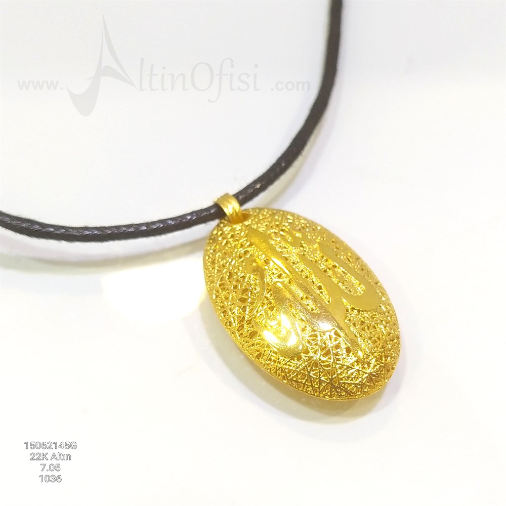 Füzyon Allah Yazılı Kolye Ucu 22 Ayar Altın