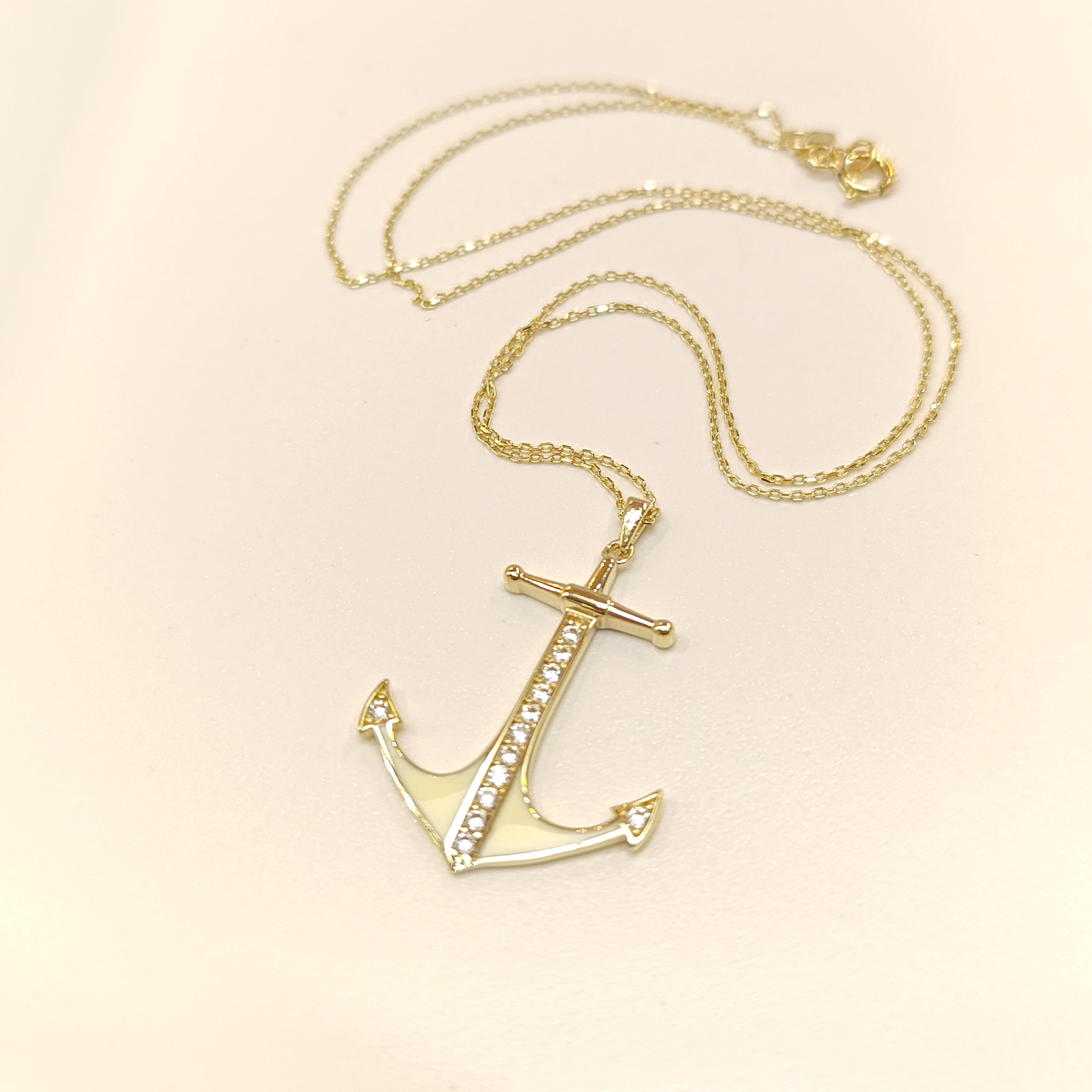 Gemi Çapası Kolye 14 Ayar Altın HD VİDEOLU