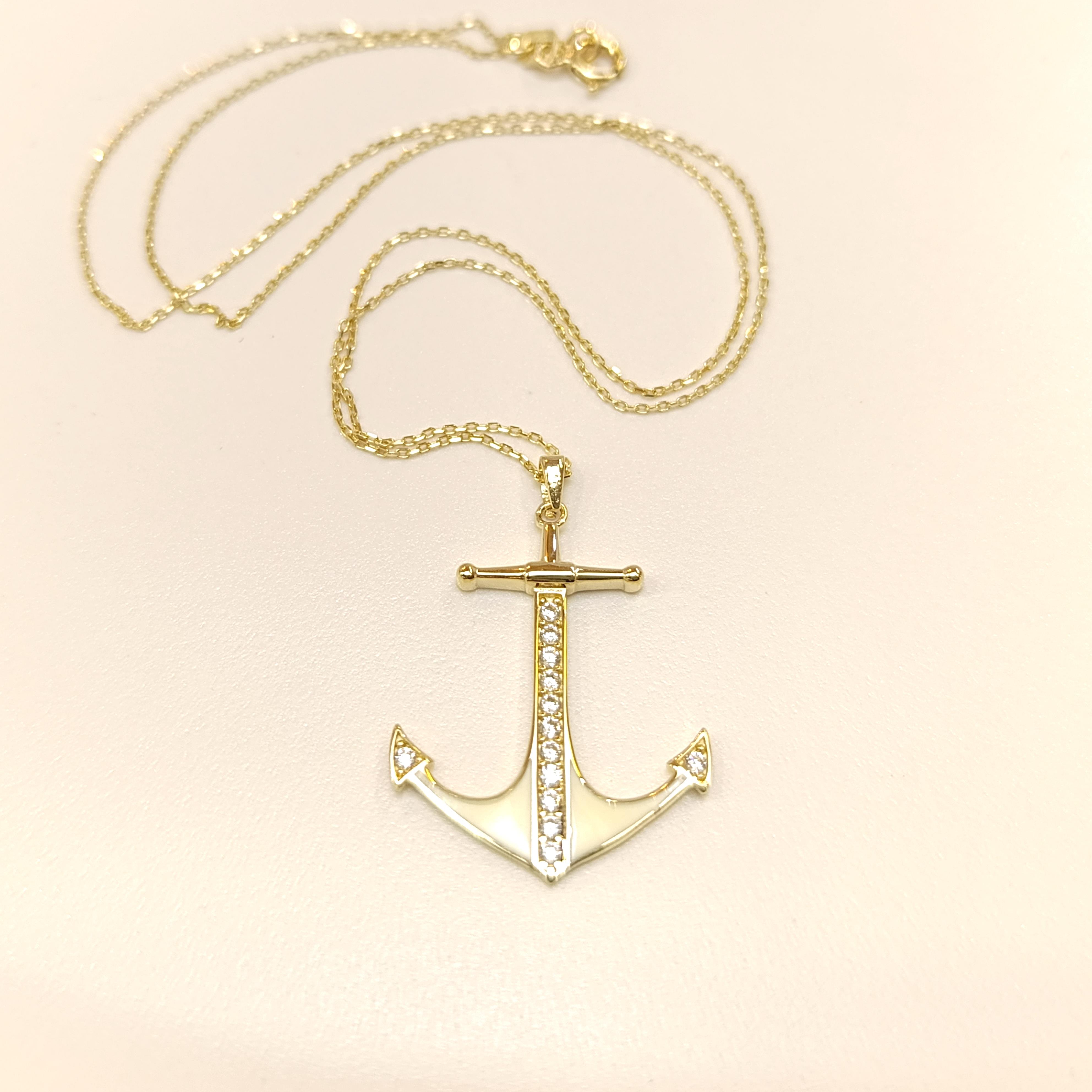 Gemi Çapası Kolye 14 Ayar Altın HD VİDEOLU