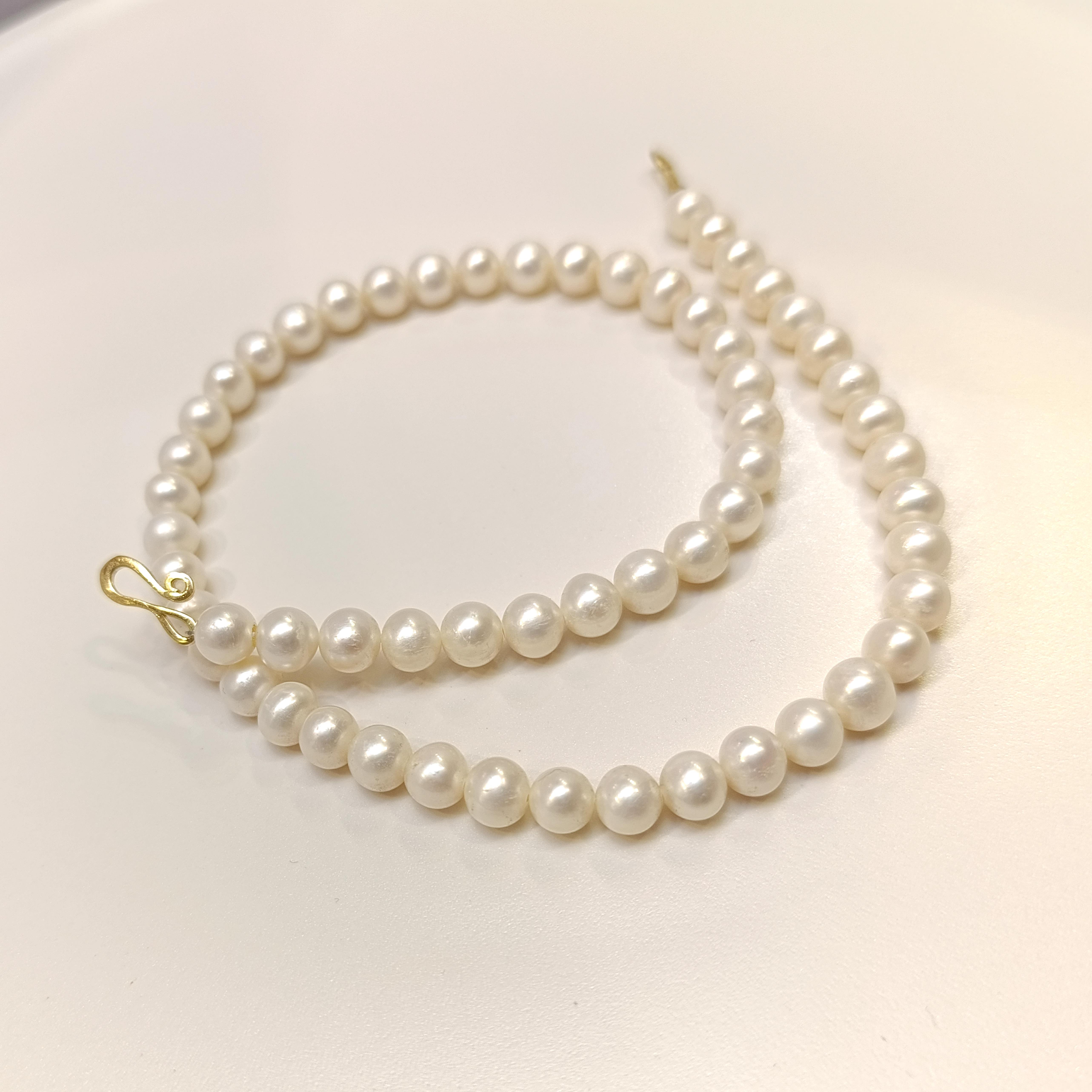 Gerçek İnci Antik Kilitli Gerdanlık Kolye 14 Ayar Altın HD VİDEOLU