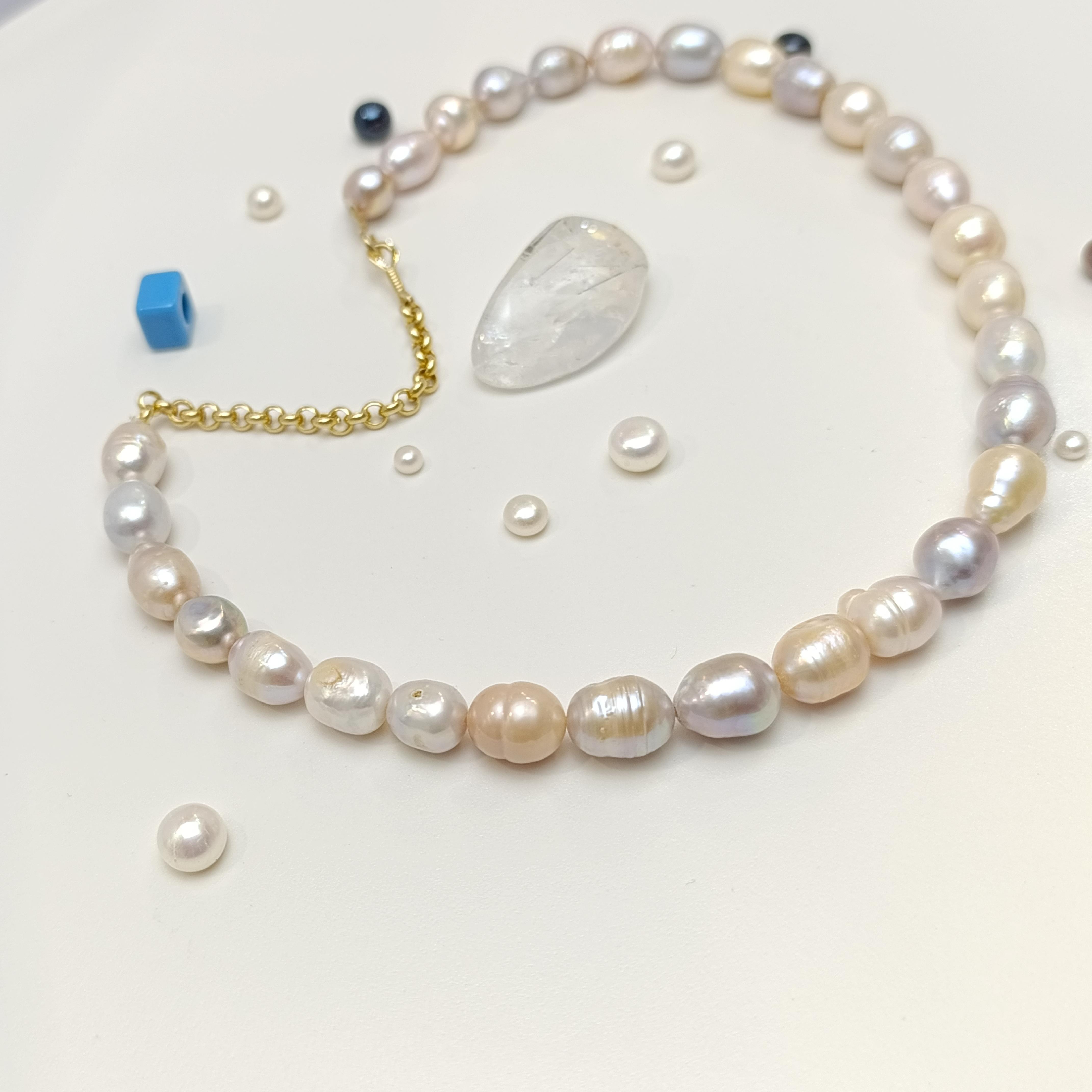 Gerçek Misk Barok İnci Gerdanlık Kolye 14 Ayar Altın HD VİDEOLU