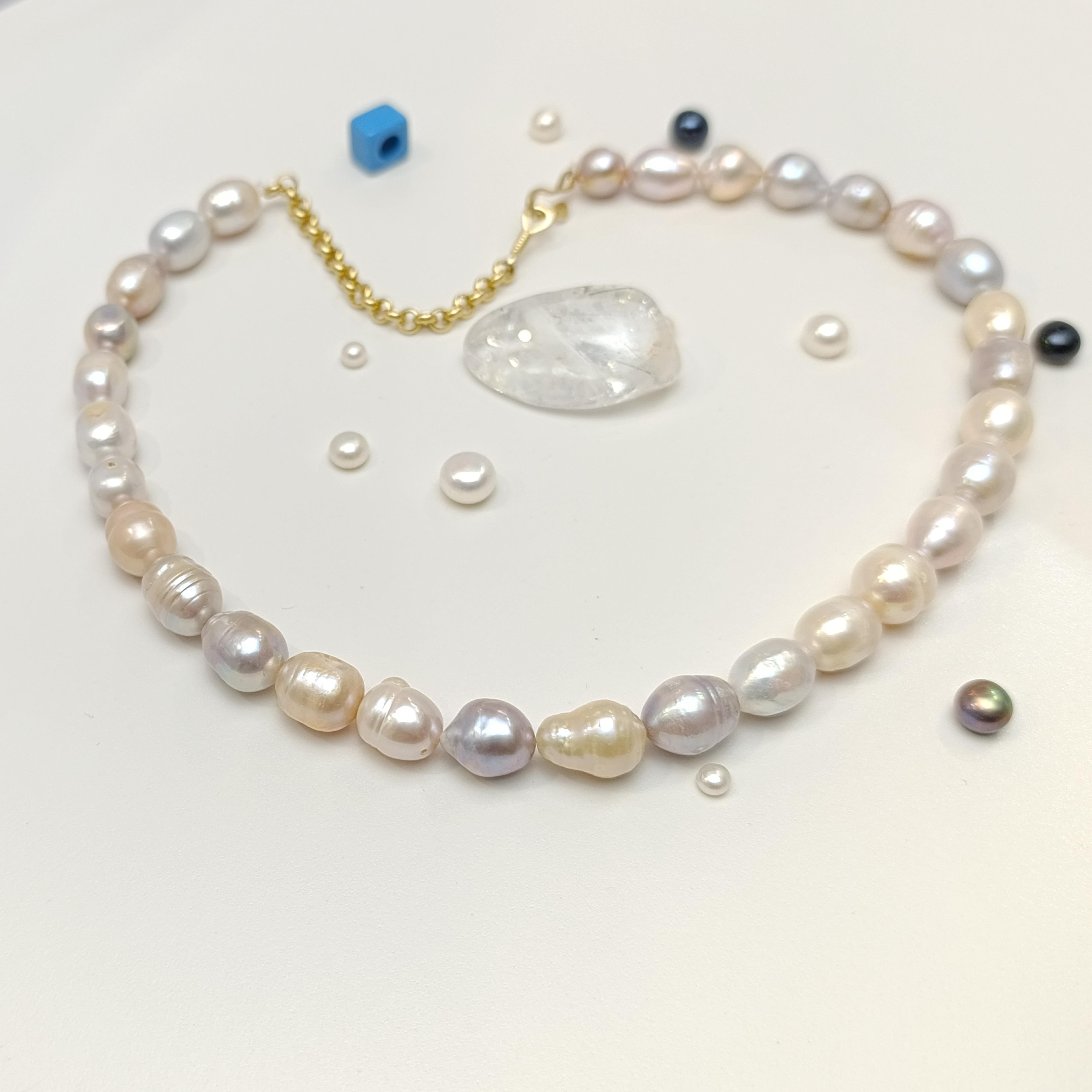 Gerçek Misk Barok İnci Gerdanlık Kolye 14 Ayar Altın HD VİDEOLU