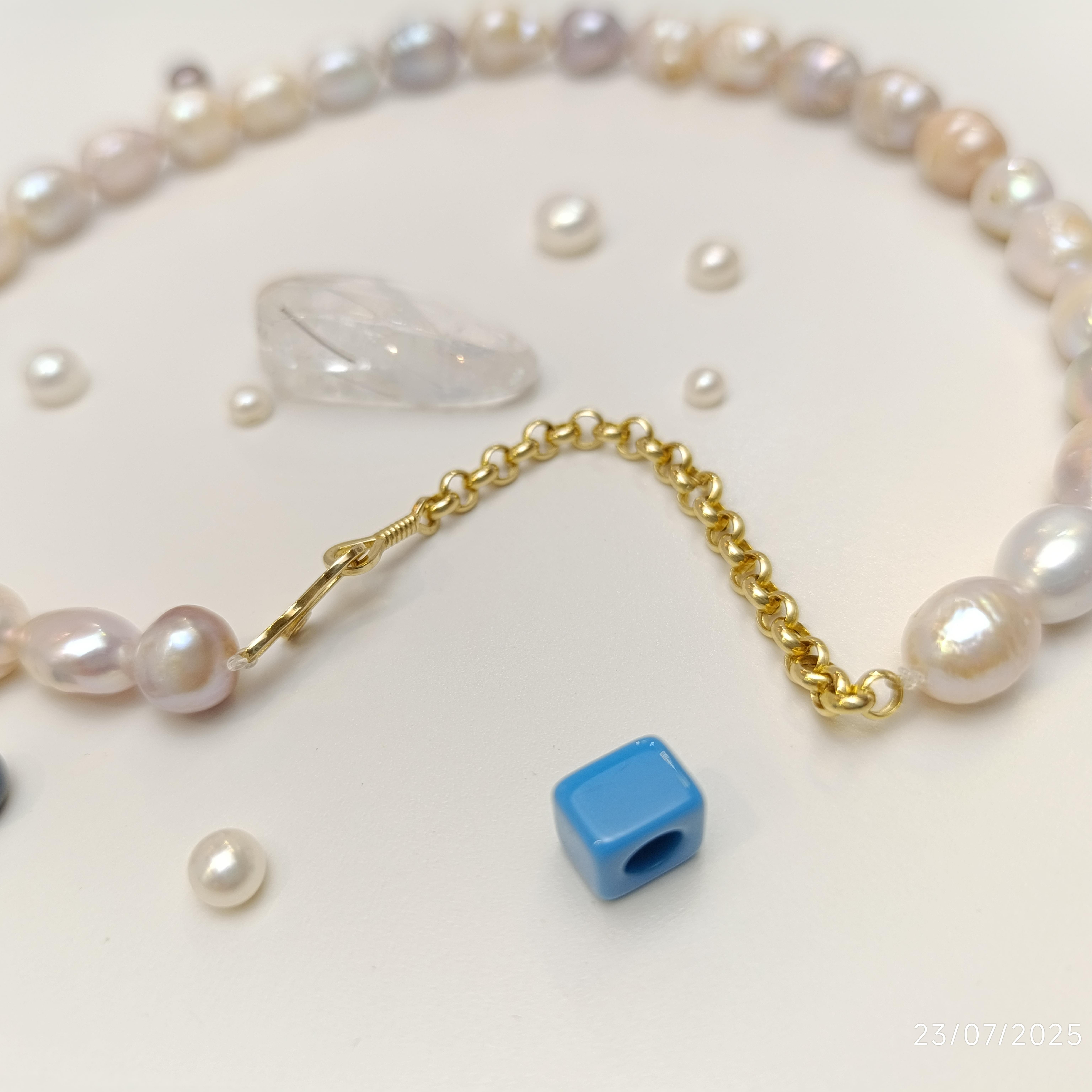 Gerçek Misk Barok İnci Gerdanlık Kolye 14 Ayar Altın HD VİDEOLU