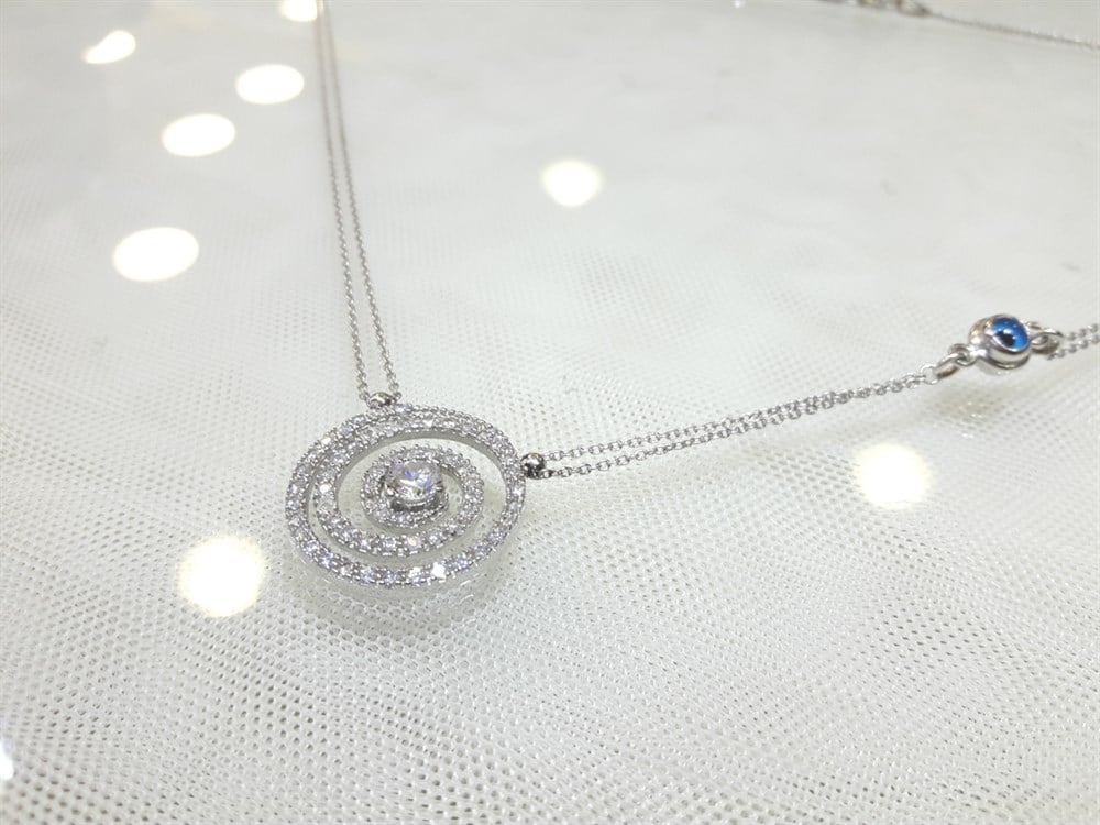 Göz Boncuklu Girdap Lava Kolye 14 Ayar altın