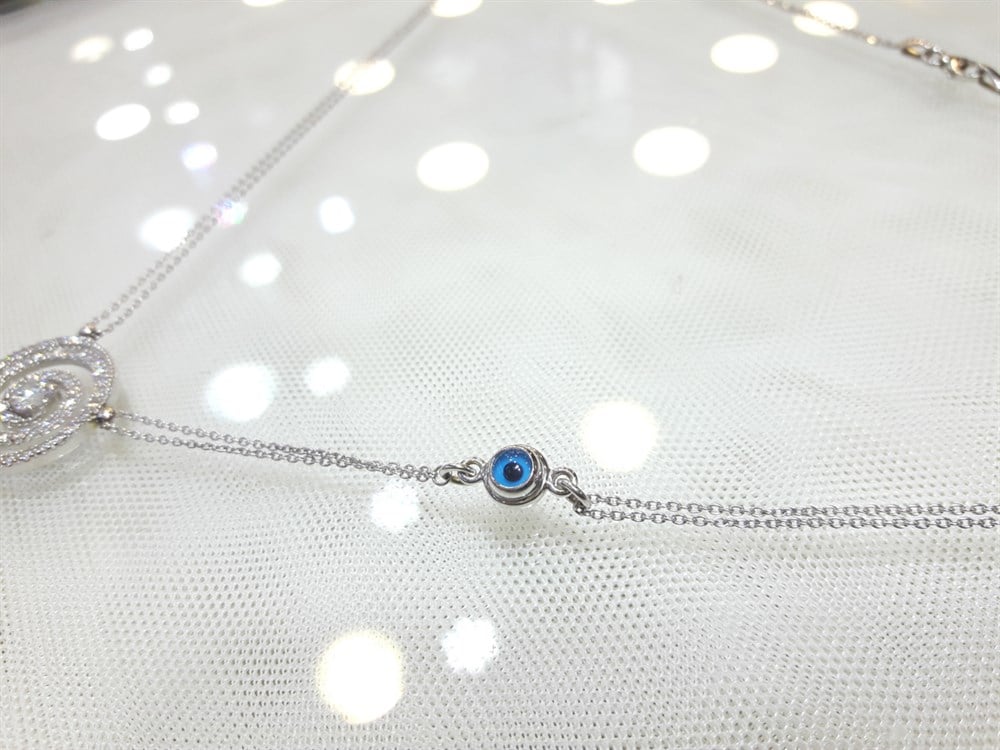 Göz Boncuklu Girdap Lava Kolye 14 Ayar altın