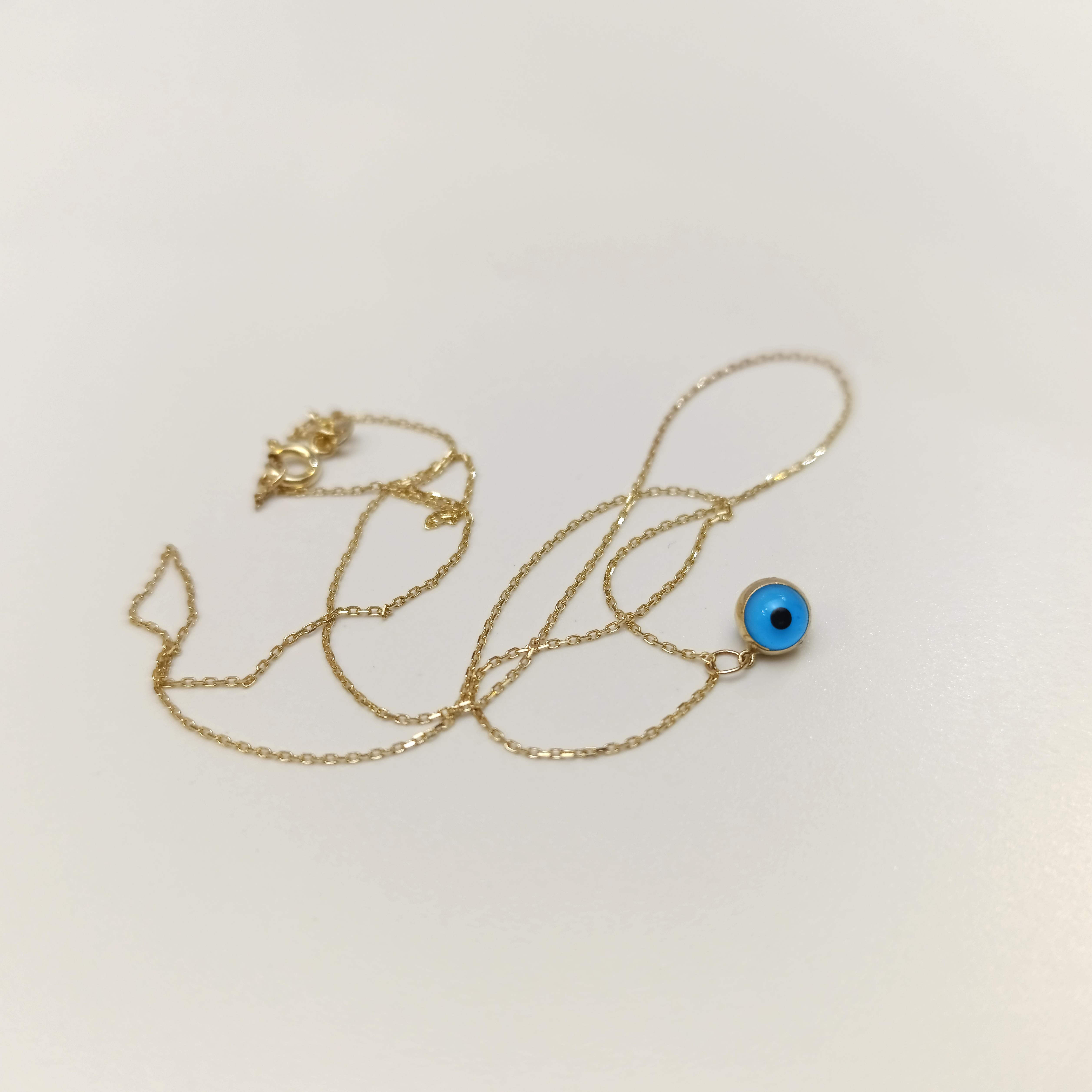 Göz Boncuklu Kolye 14 Ayar Altın HD VİDEOLU