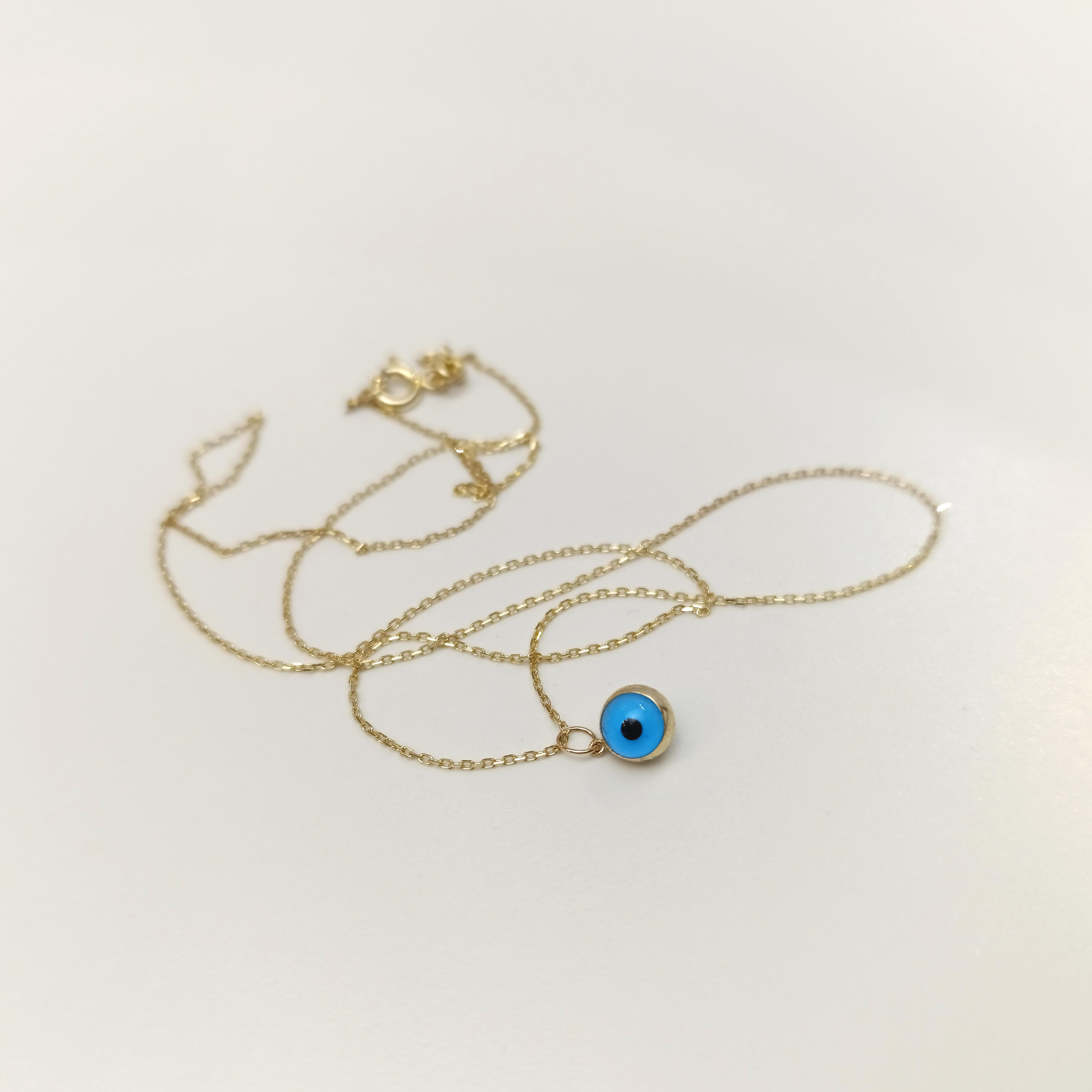 Göz Boncuklu Kolye 14 Ayar Altın HD VİDEOLU