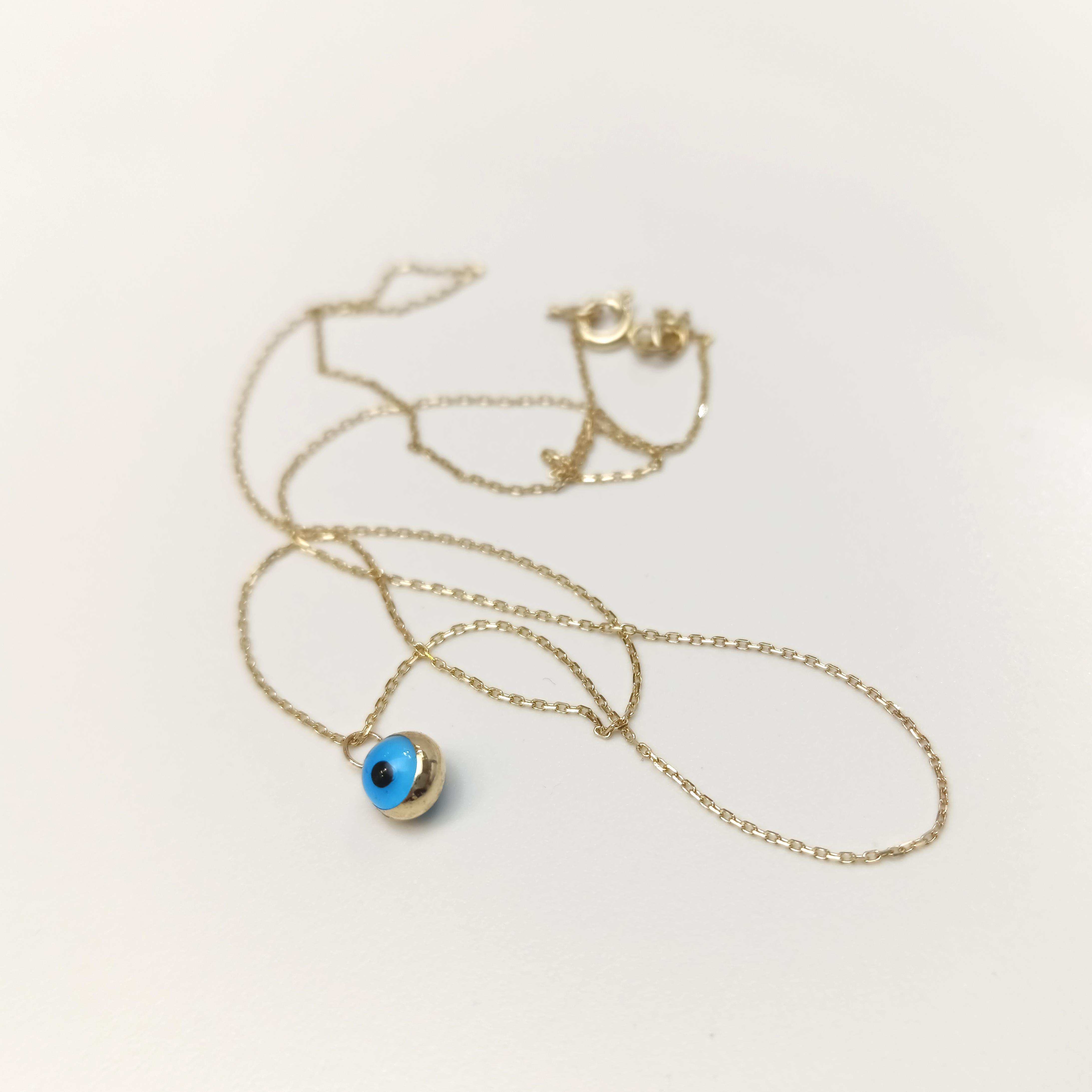 Göz Boncuklu Kolye 14 Ayar Altın HD VİDEOLU