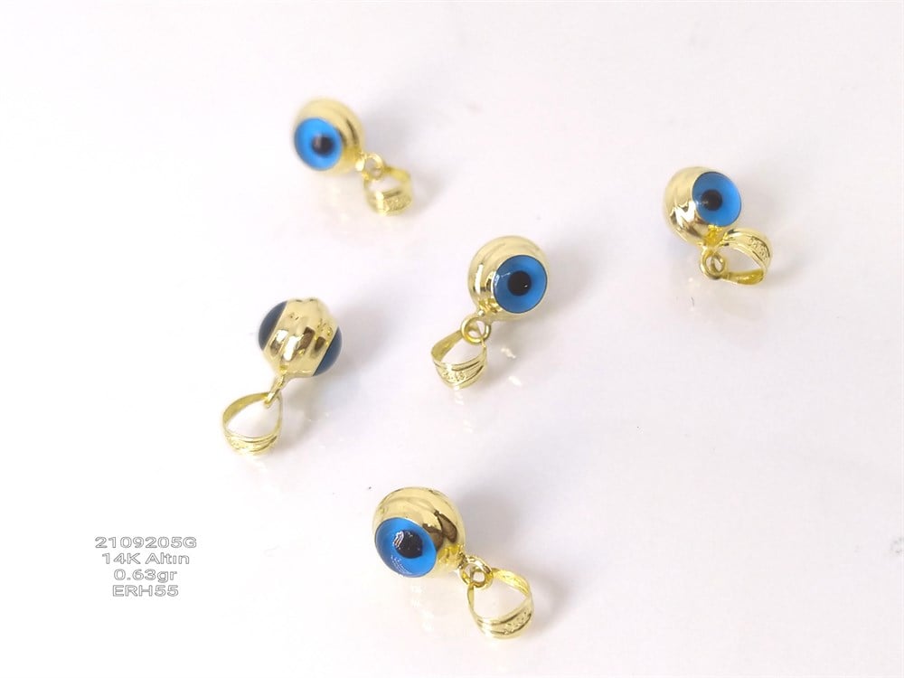 Göz Boncuklu Kolye Ucu 14 Ayar Altın