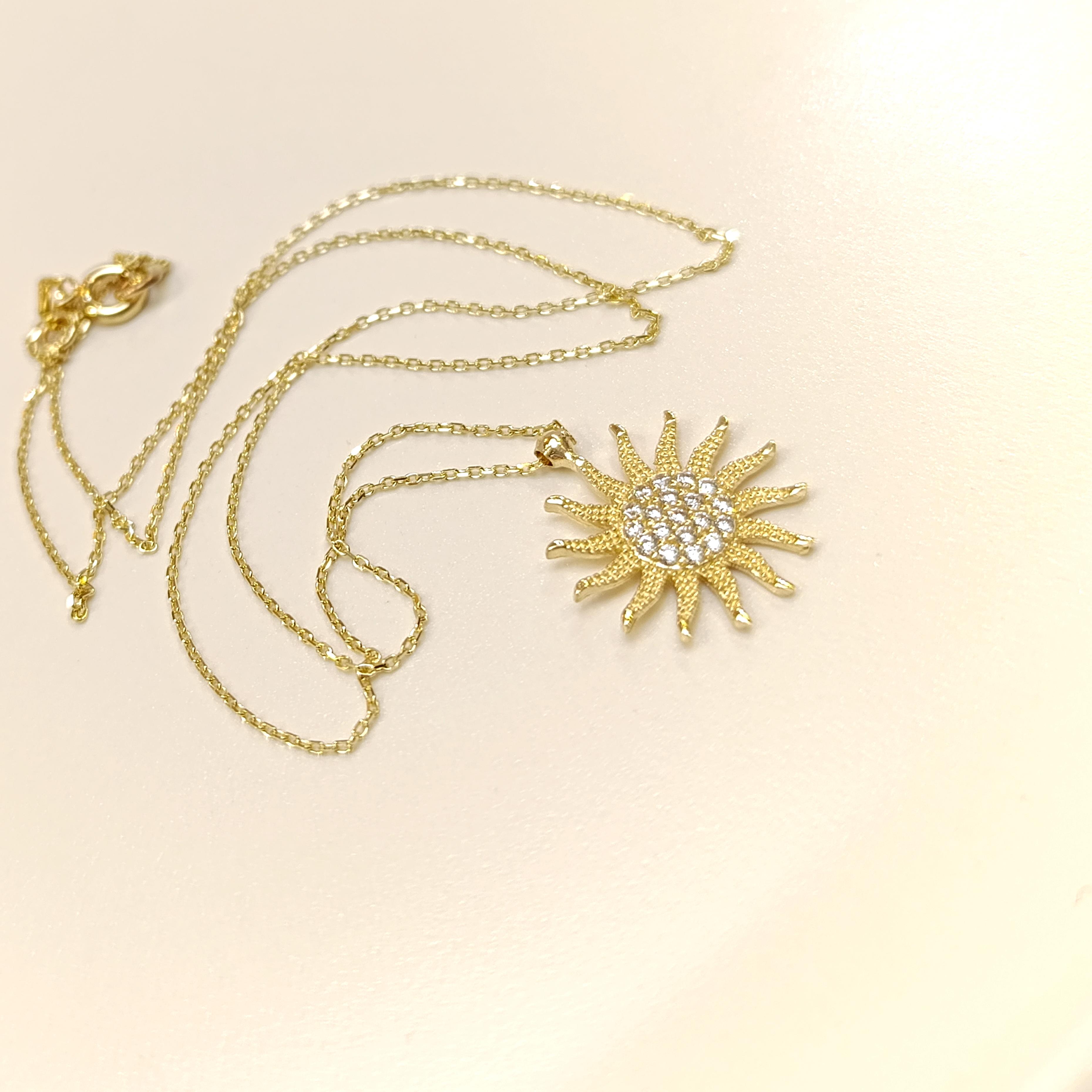 Güneş Kolye 14 Ayar Altın  HD VİDEOLU