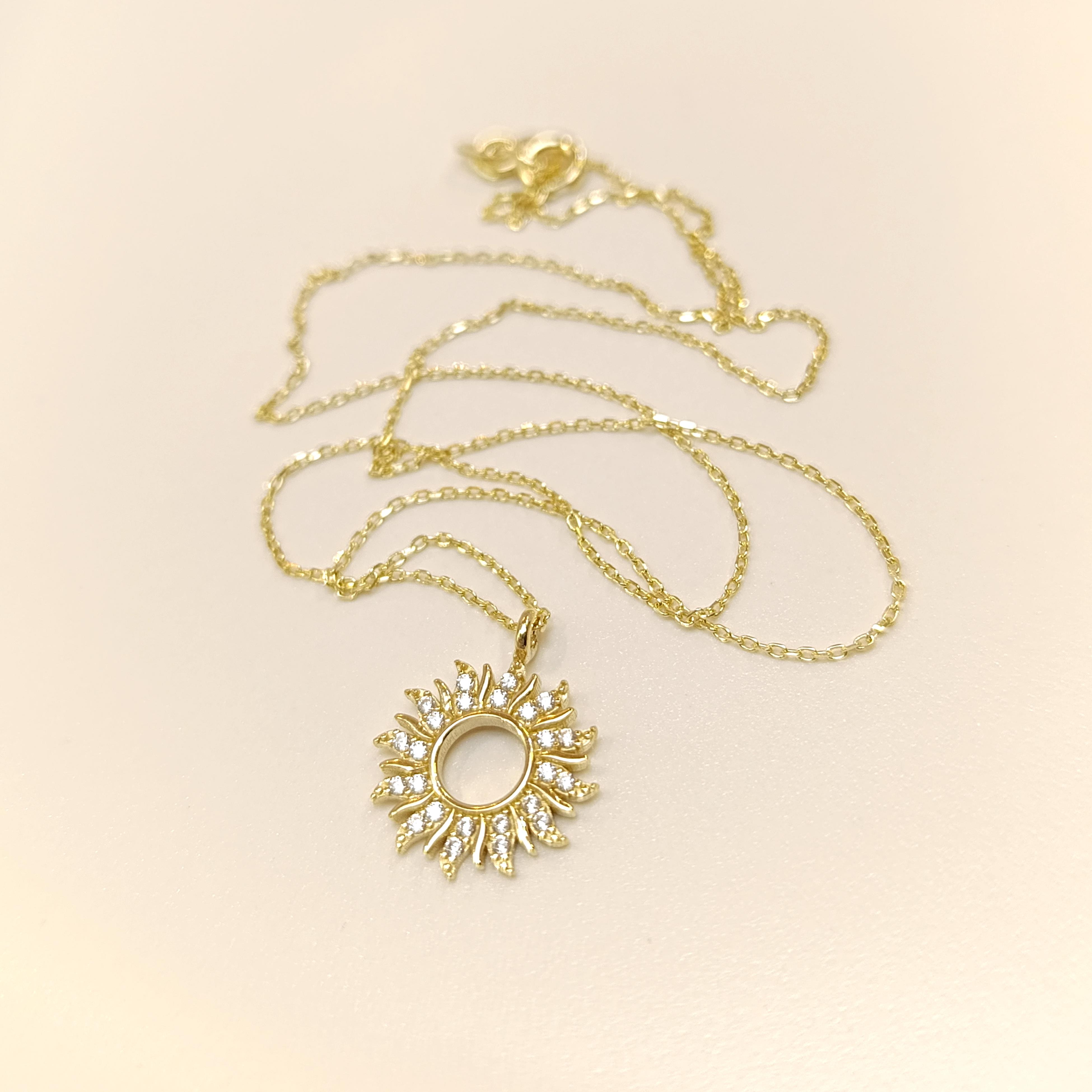 Güneş Kolye 14 Ayar Altın  HD VİDEOLU