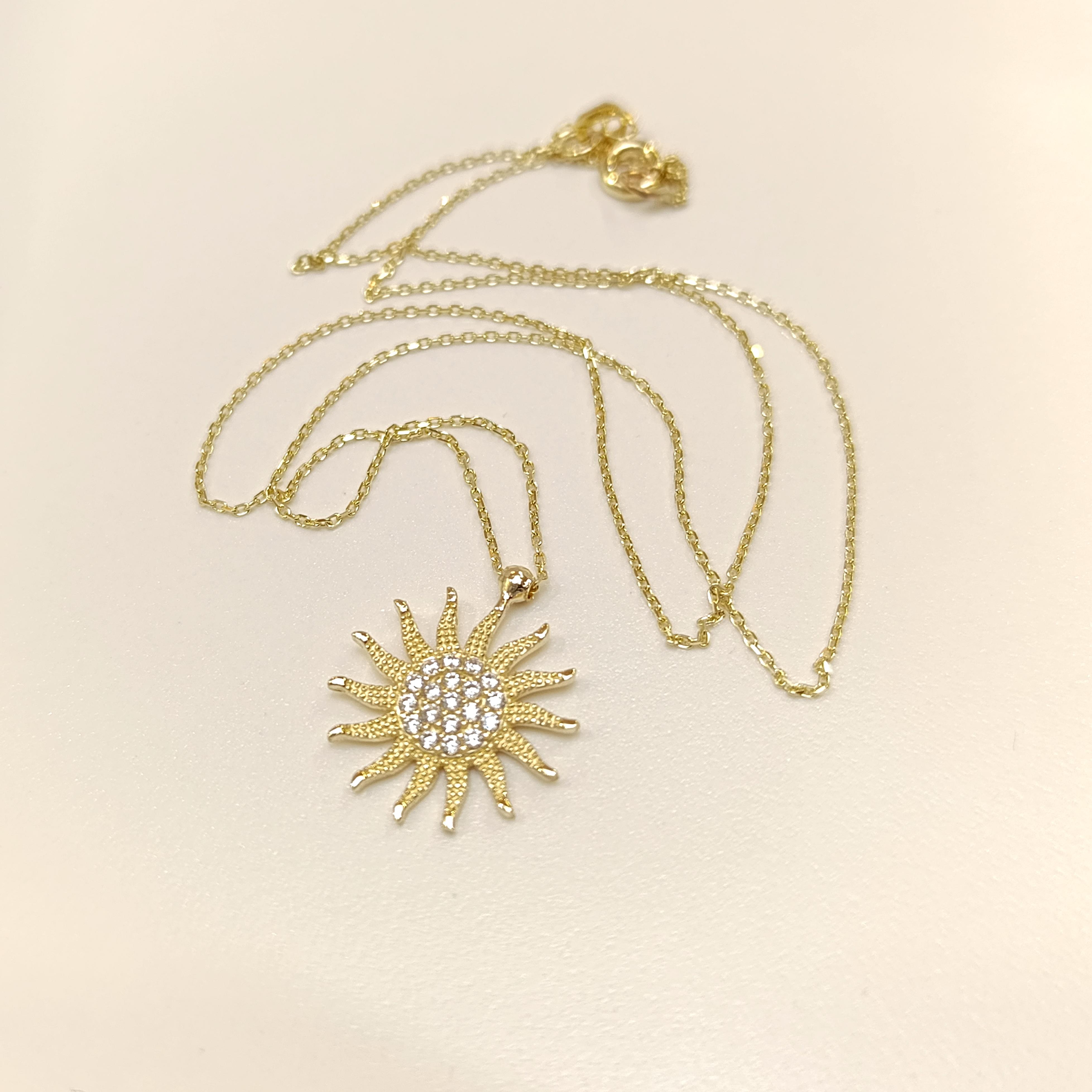 Güneş Kolye 14 Ayar Altın  HD VİDEOLU