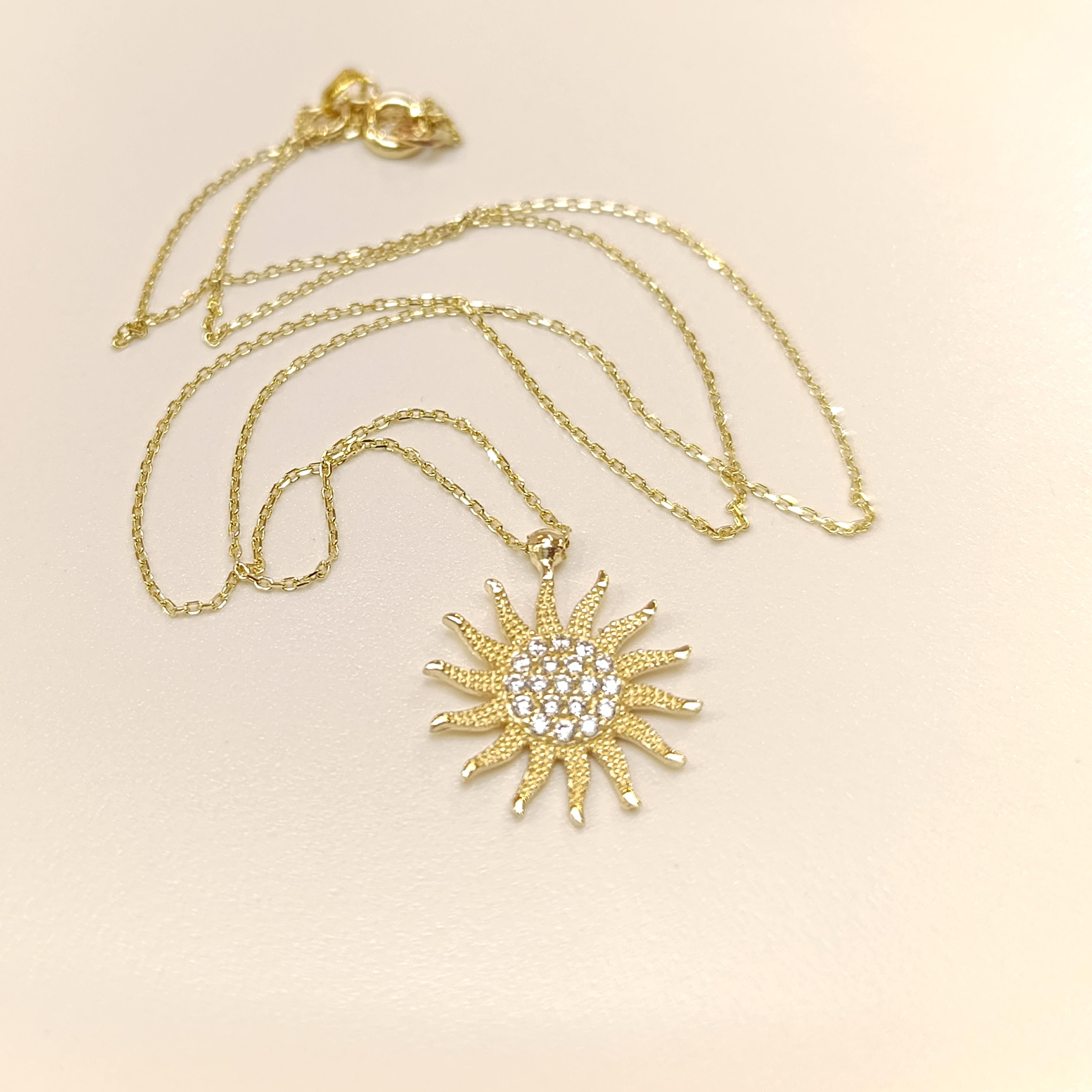 Güneş Kolye 14 Ayar Altın  HD VİDEOLU