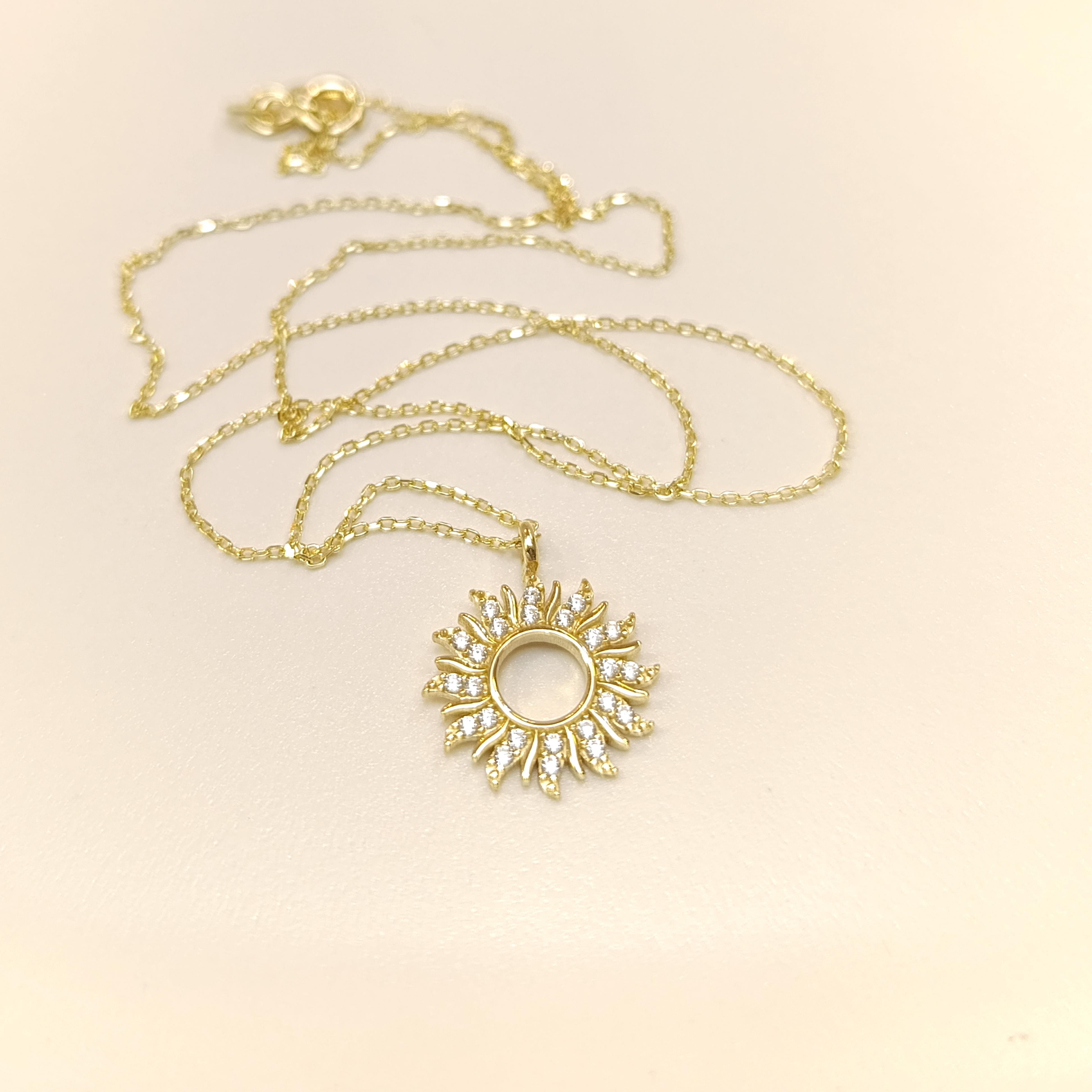 Güneş Kolye 14 Ayar Altın  HD VİDEOLU