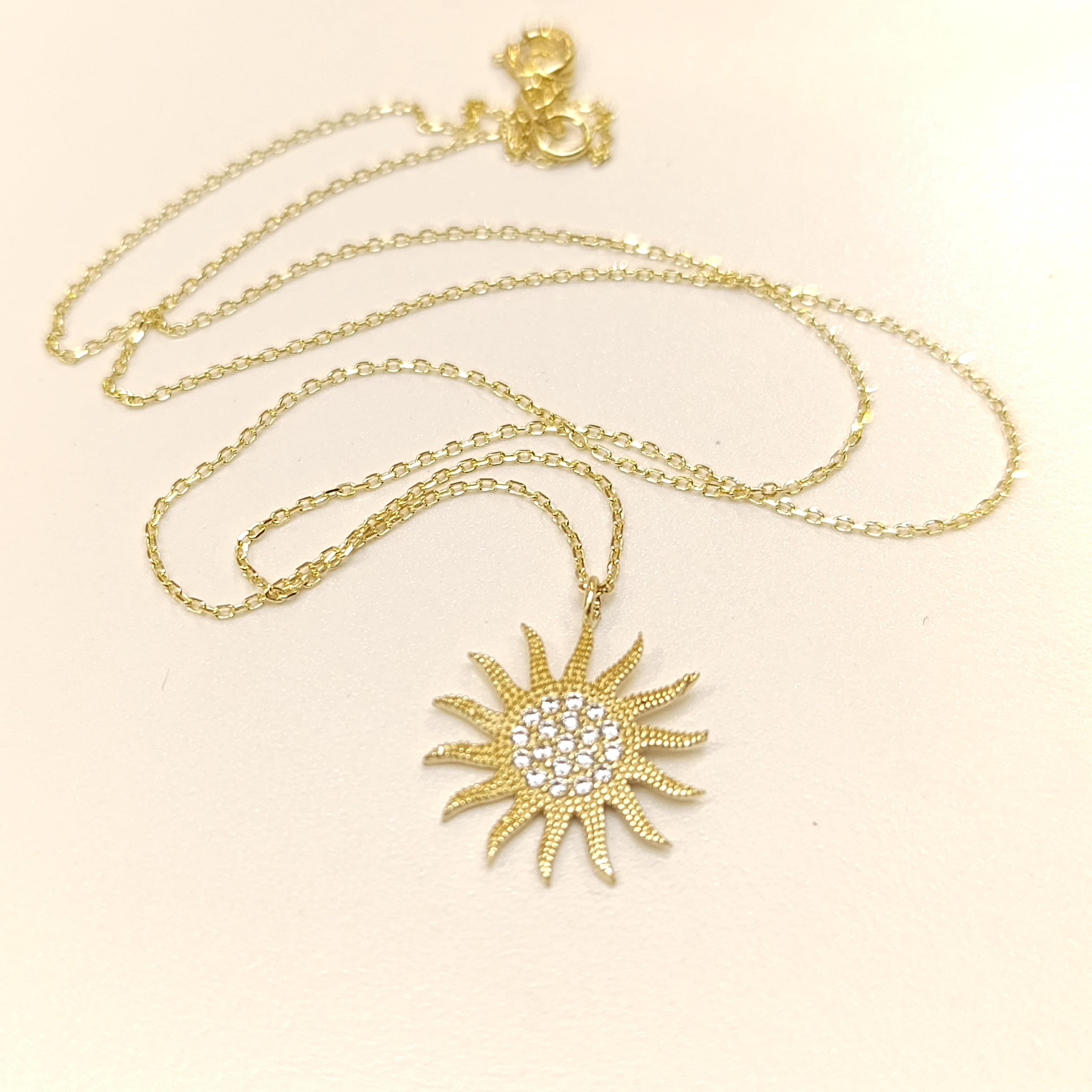 Güneş Kolye 14 Ayar Altın  HD VİDEOLU