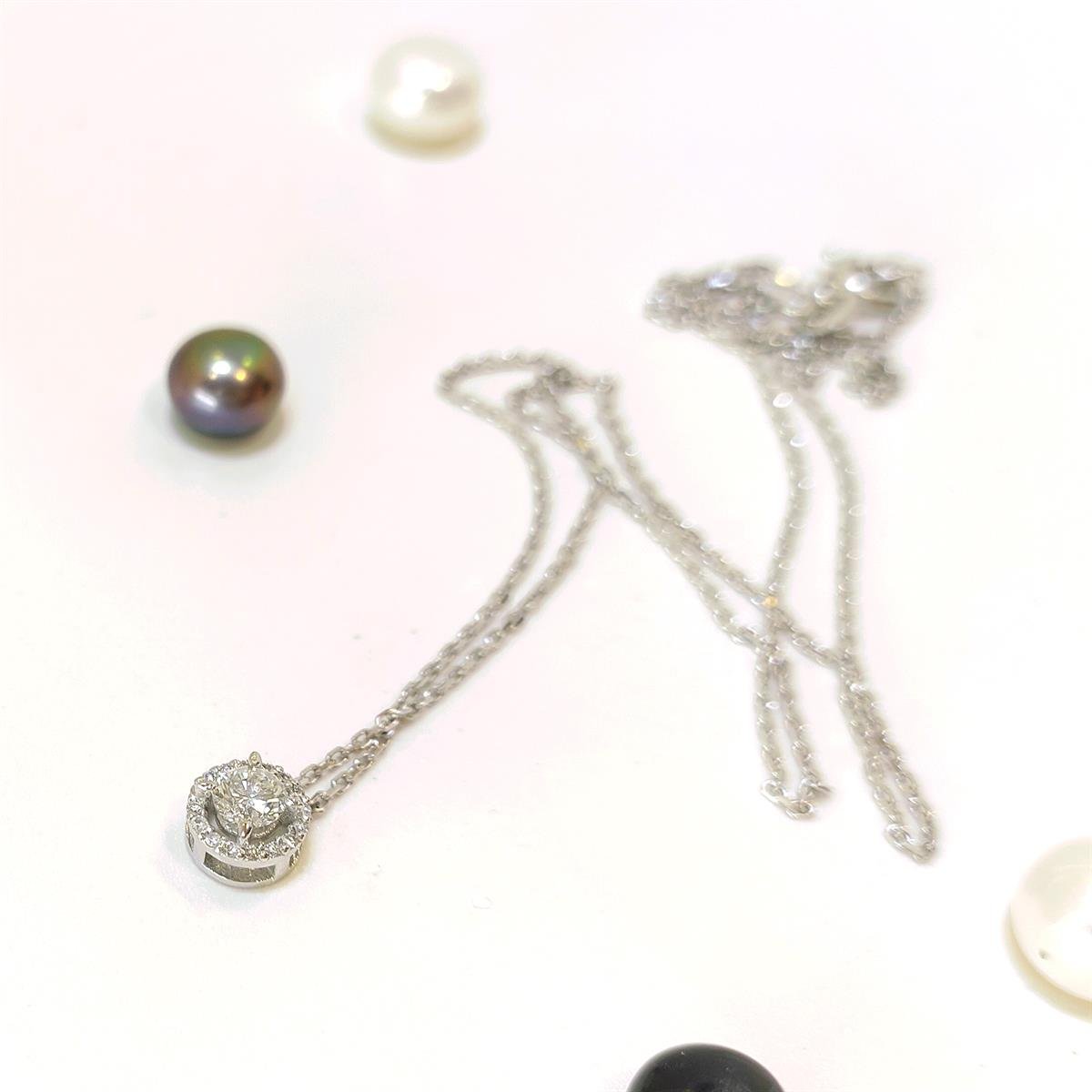 Halo Tek Taş Pırlanta Taşlı Kolye 14 Ayar Altın HD VİDEOLU