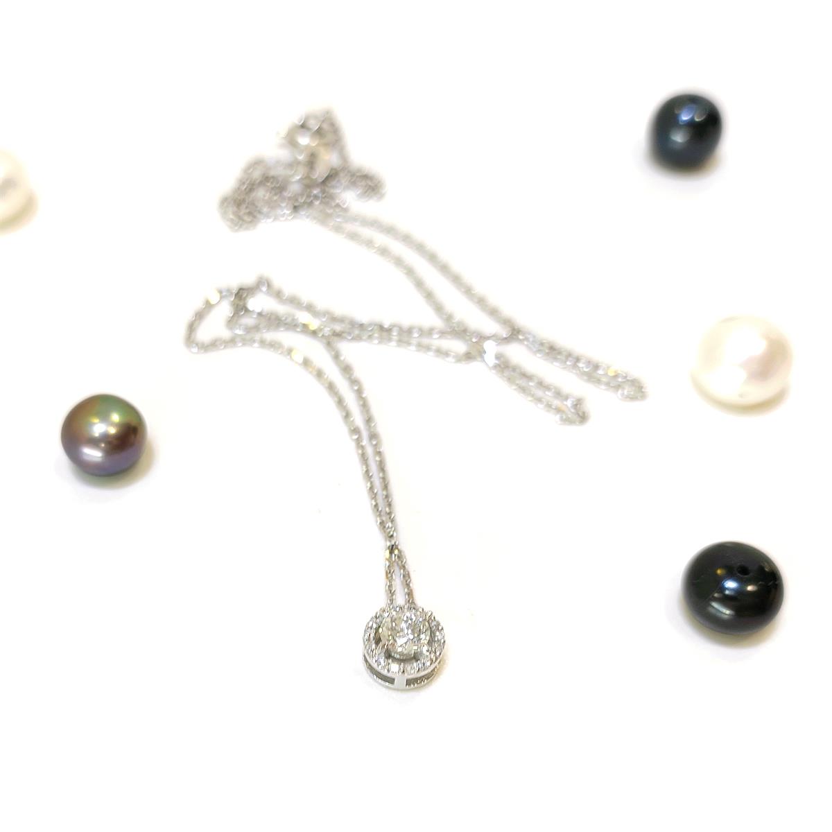 Halo Tek Taş Pırlanta Taşlı Kolye 14 Ayar Altın HD VİDEOLU