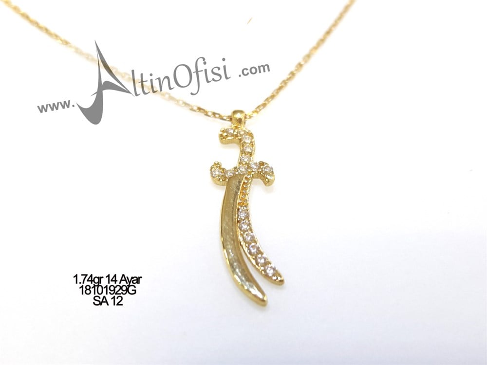 HZ. Ali'nin Kılıcı Kolye 14 Ayar Altın