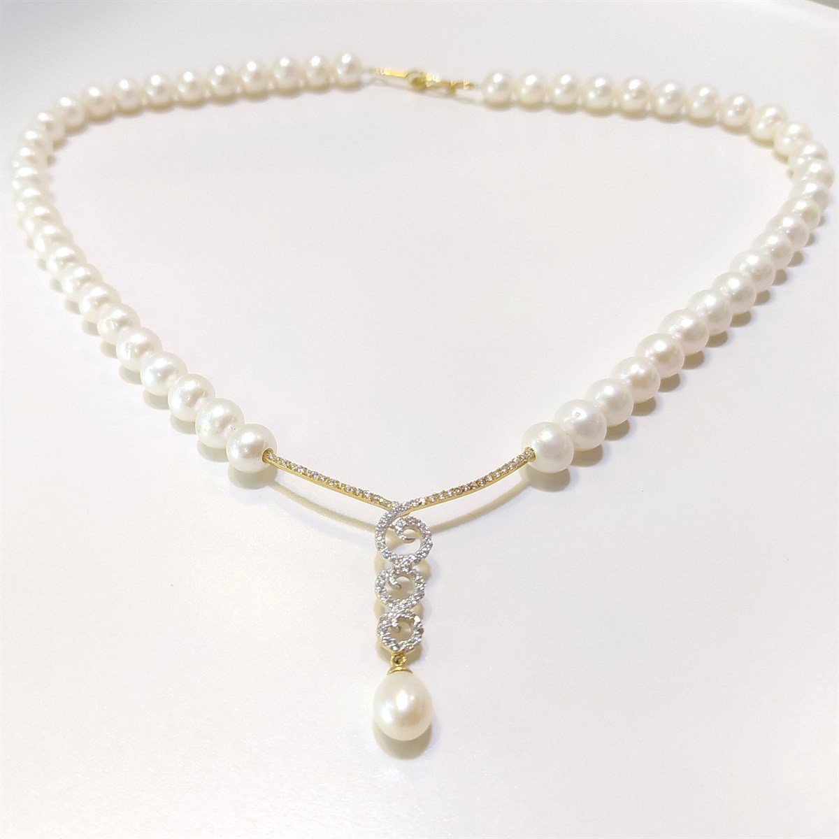 İnci Gerdanlık Kolye 14 Ayar Altın