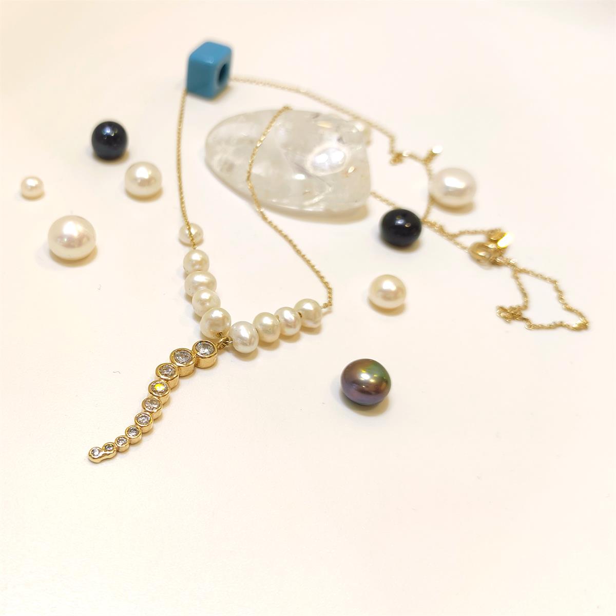 İnci Su Yolu Kolye 14 Ayar Altın HD VİDEOLU